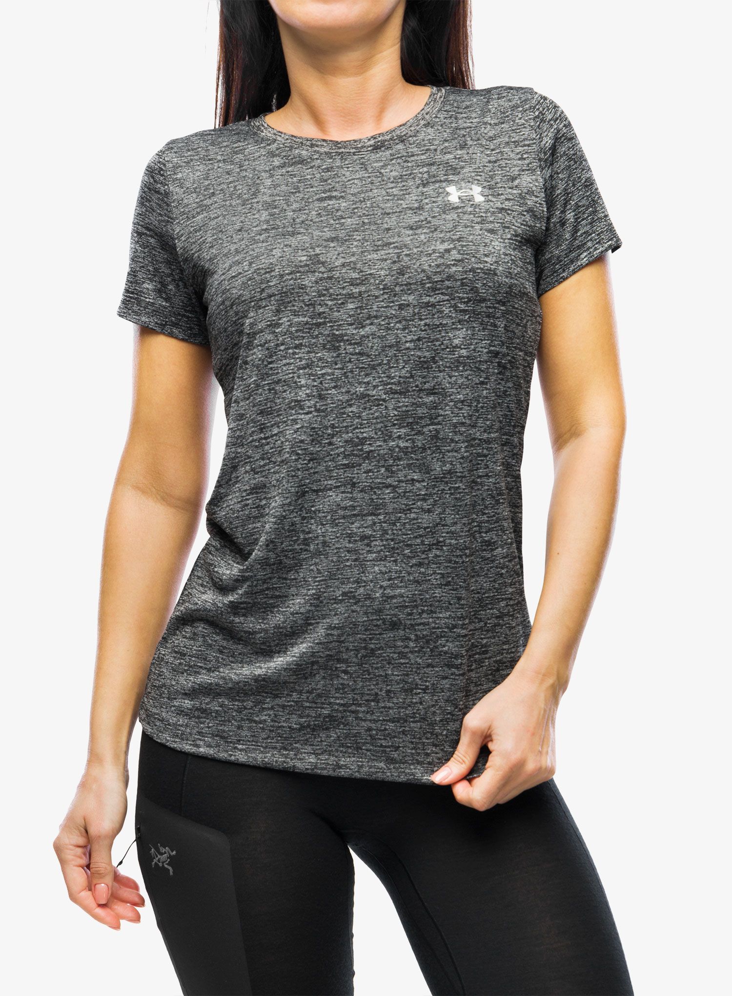 Ženska športna majica Under Armour Tech SSC Twist - black/metallic silver
