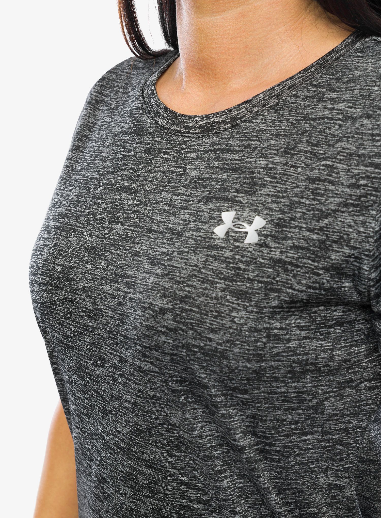 Ženska športna majica Under Armour Tech SSC Twist - black/metallic silver