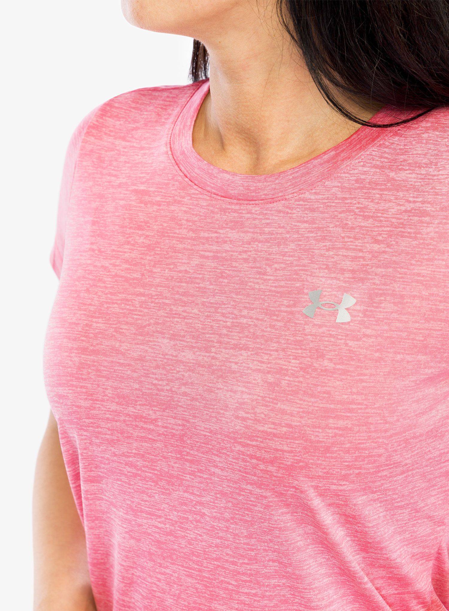 Ženska majica Under Armour Tech SSC Twist - cerise/pink lemonade
