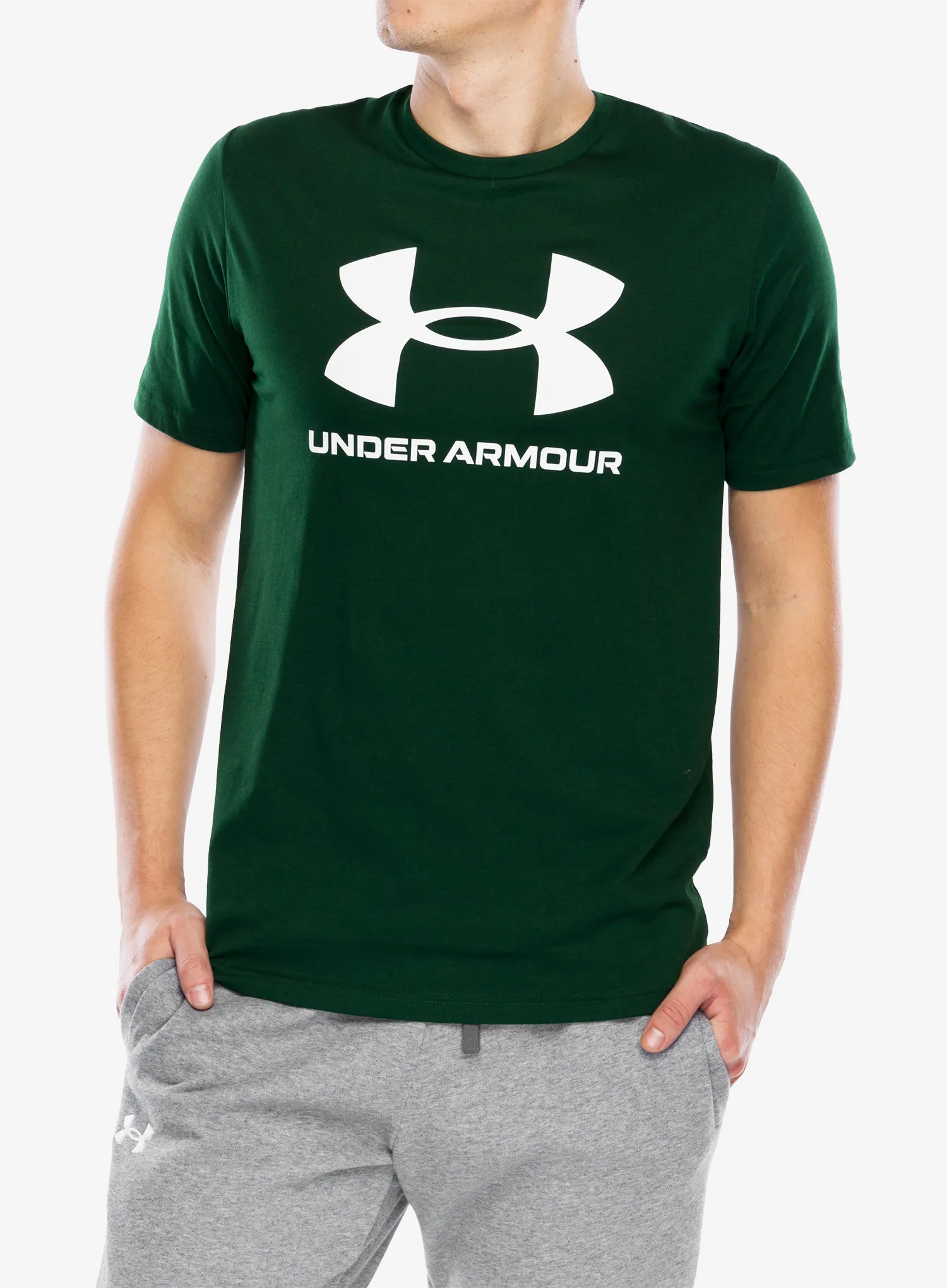 Bombažna majica Under Armour UA Logo Short Sleeve - forest green/white