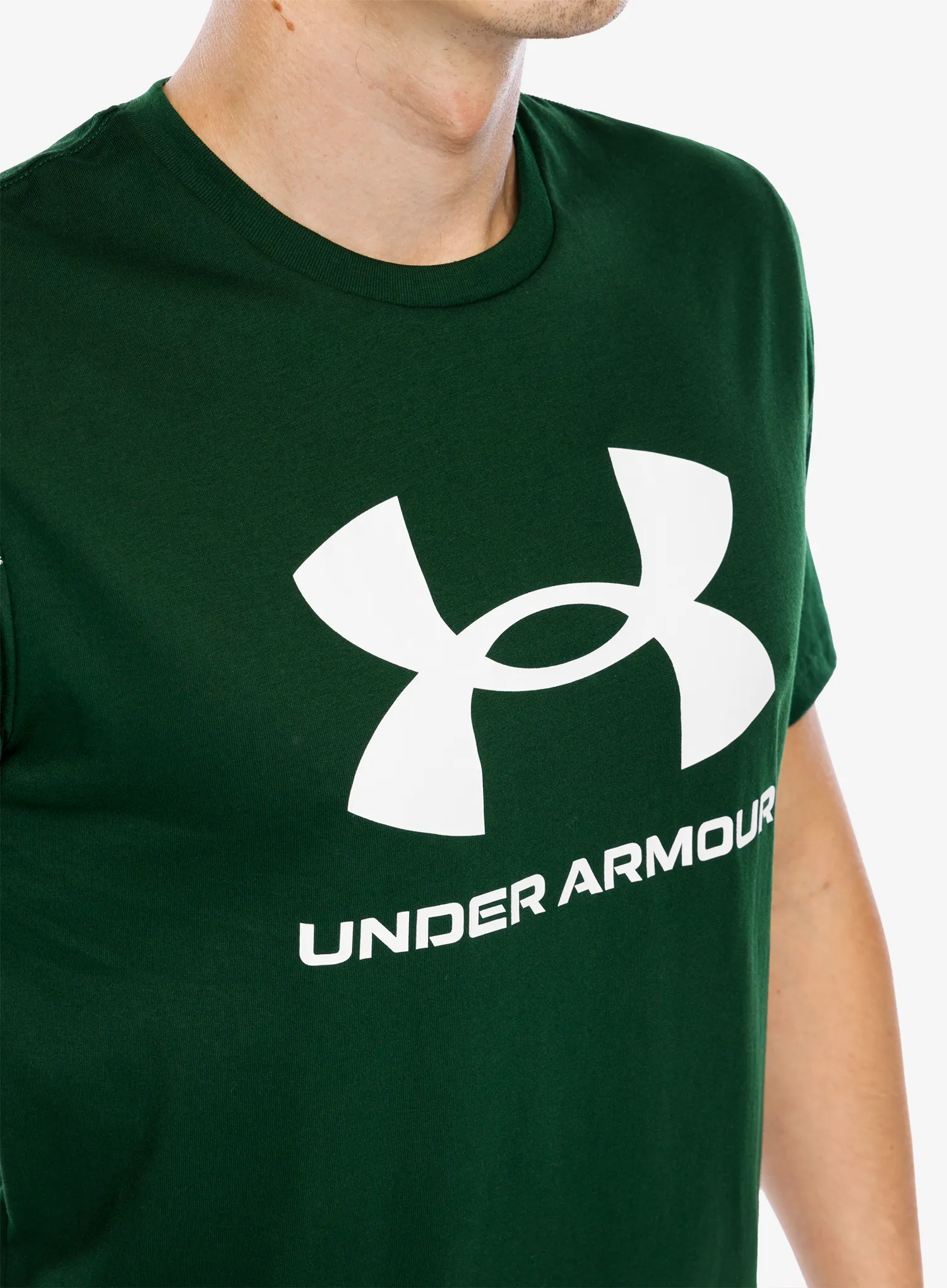 Bombažna majica Under Armour UA Logo Short Sleeve - forest green/white