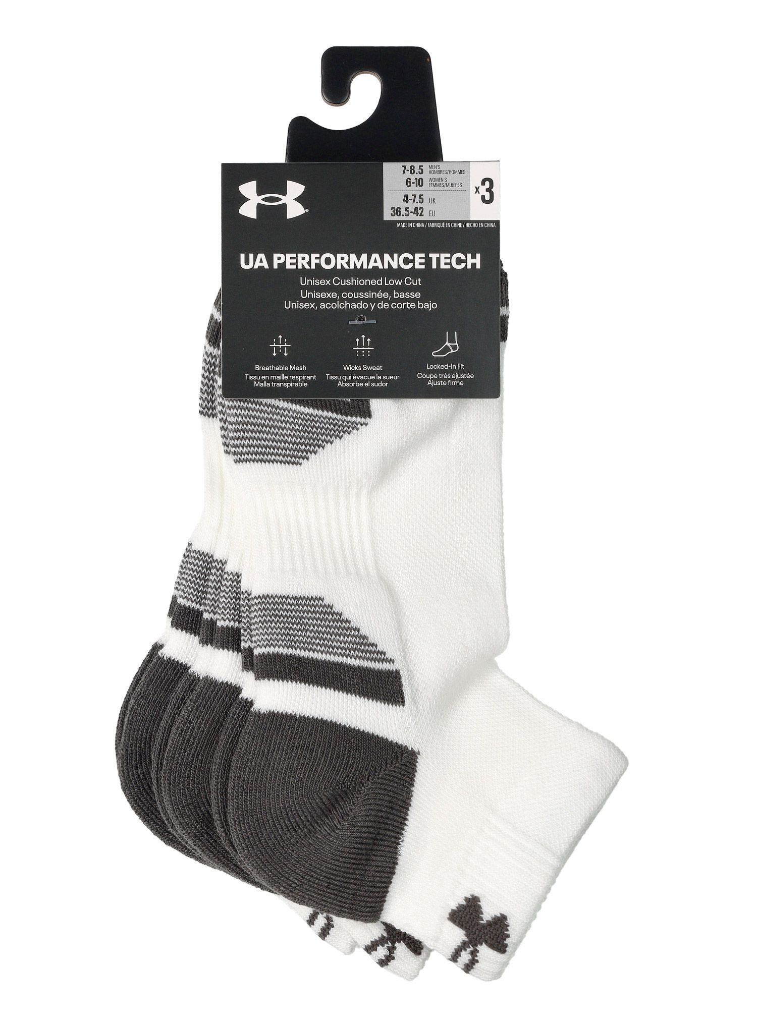 Nogavice Under Armour UA Performance Tech 3-Pack Low Cut - white/white/jet gray
