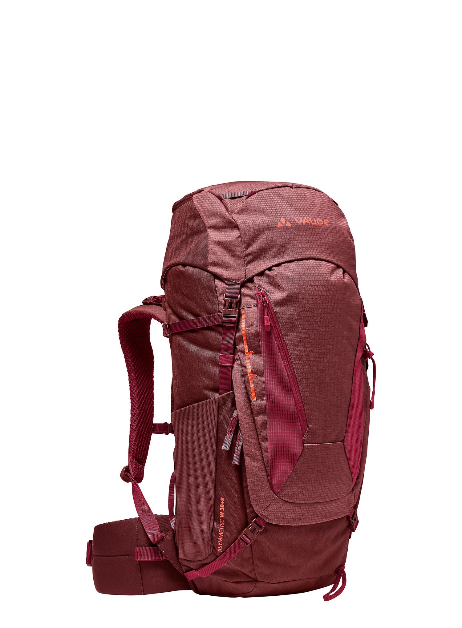 Ženski pohodniški nahrbtnik Vaude Asymmetric 38+8 - dark cherry