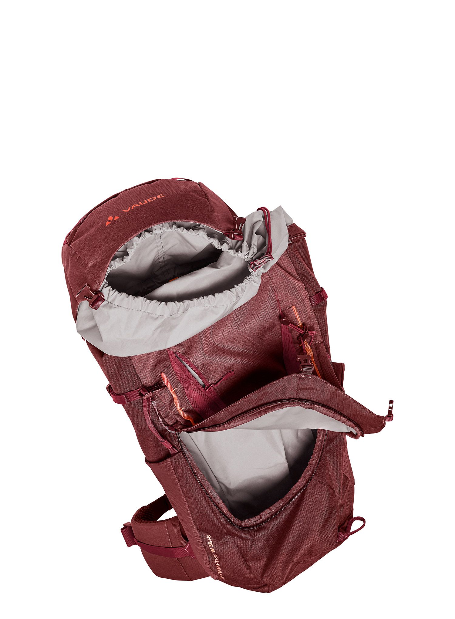 Ženski pohodniški nahrbtnik Vaude Asymmetric 38+8 - dark cherry