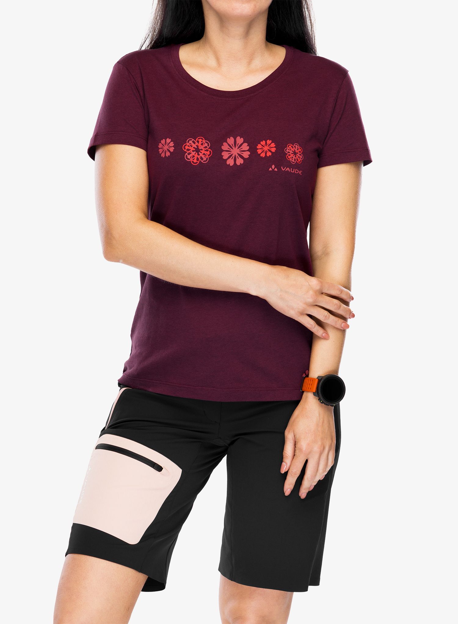 Ženska majica s potiskom Vaude Cyclist T-Shirt V - cassis uni