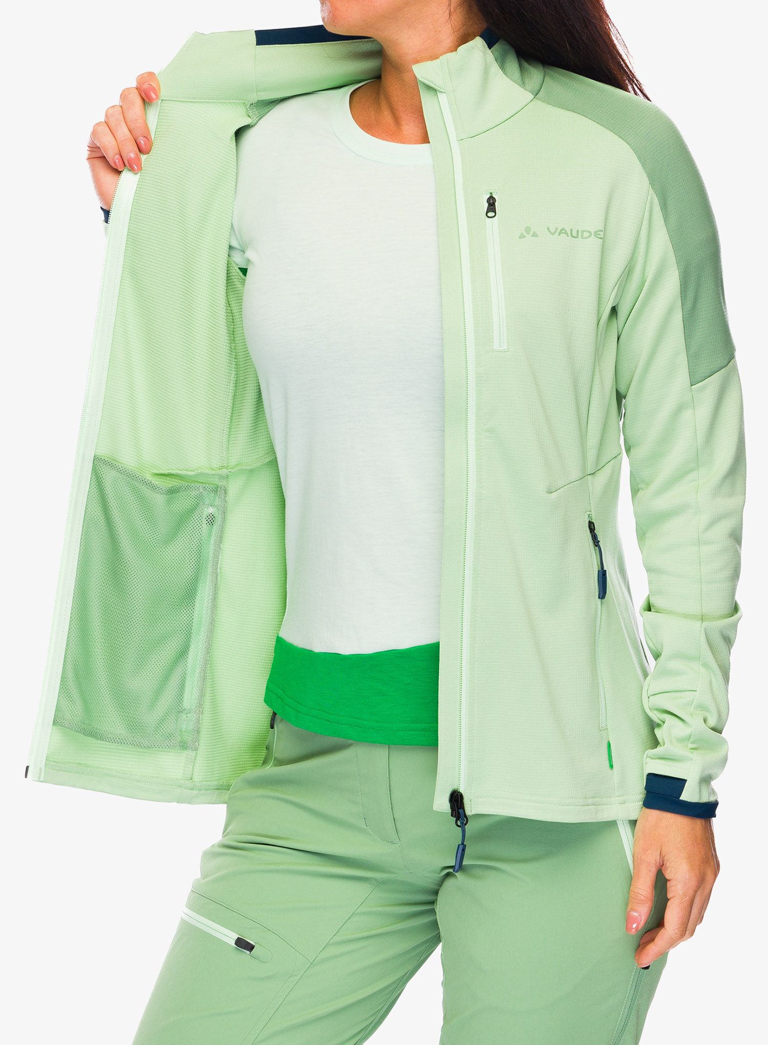 Ženski flis Vaude Elope Fleece Jacket II - aloe vera