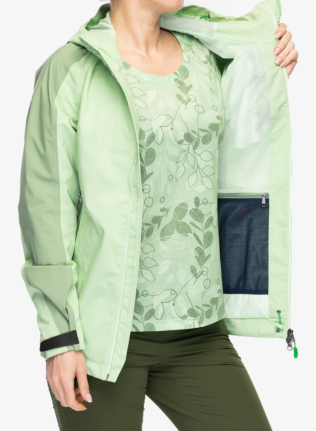 Ženska nepremočljiva jakna Vaude Elope Jacket II - aloe vera