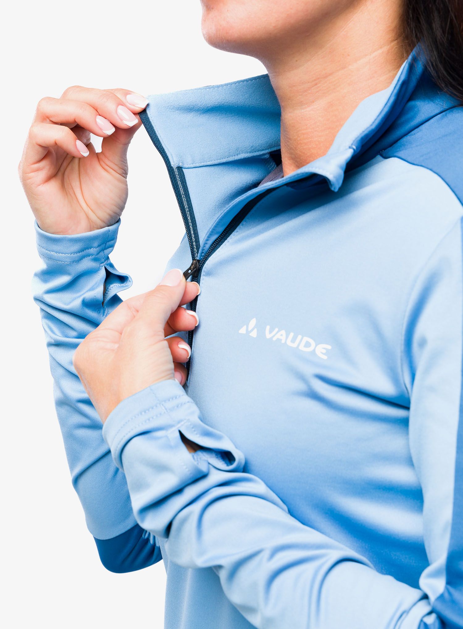 Ženski flis Vaude Livigno Halfzip II - pastel blue