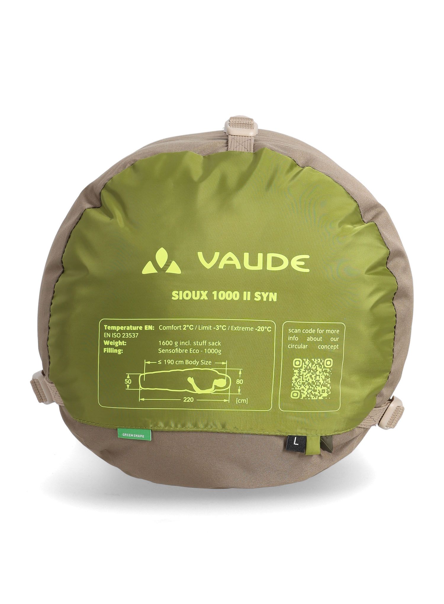 Spalna vreča Vaude Sioux 1000 II SYN (190 cm) - avocado