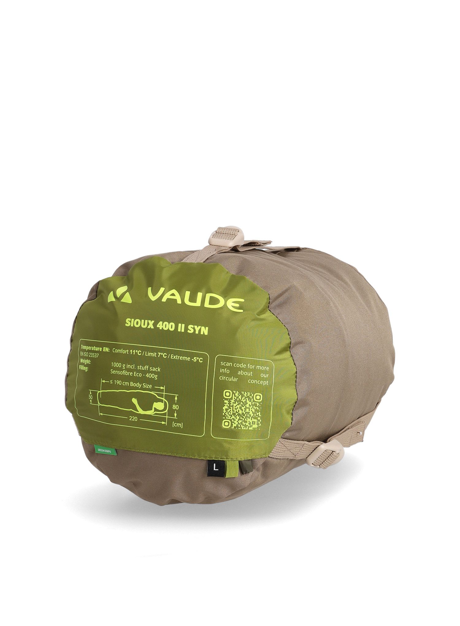 Spalna vreča Vaude Sioux 400 II SYN (190 cm) - avocado