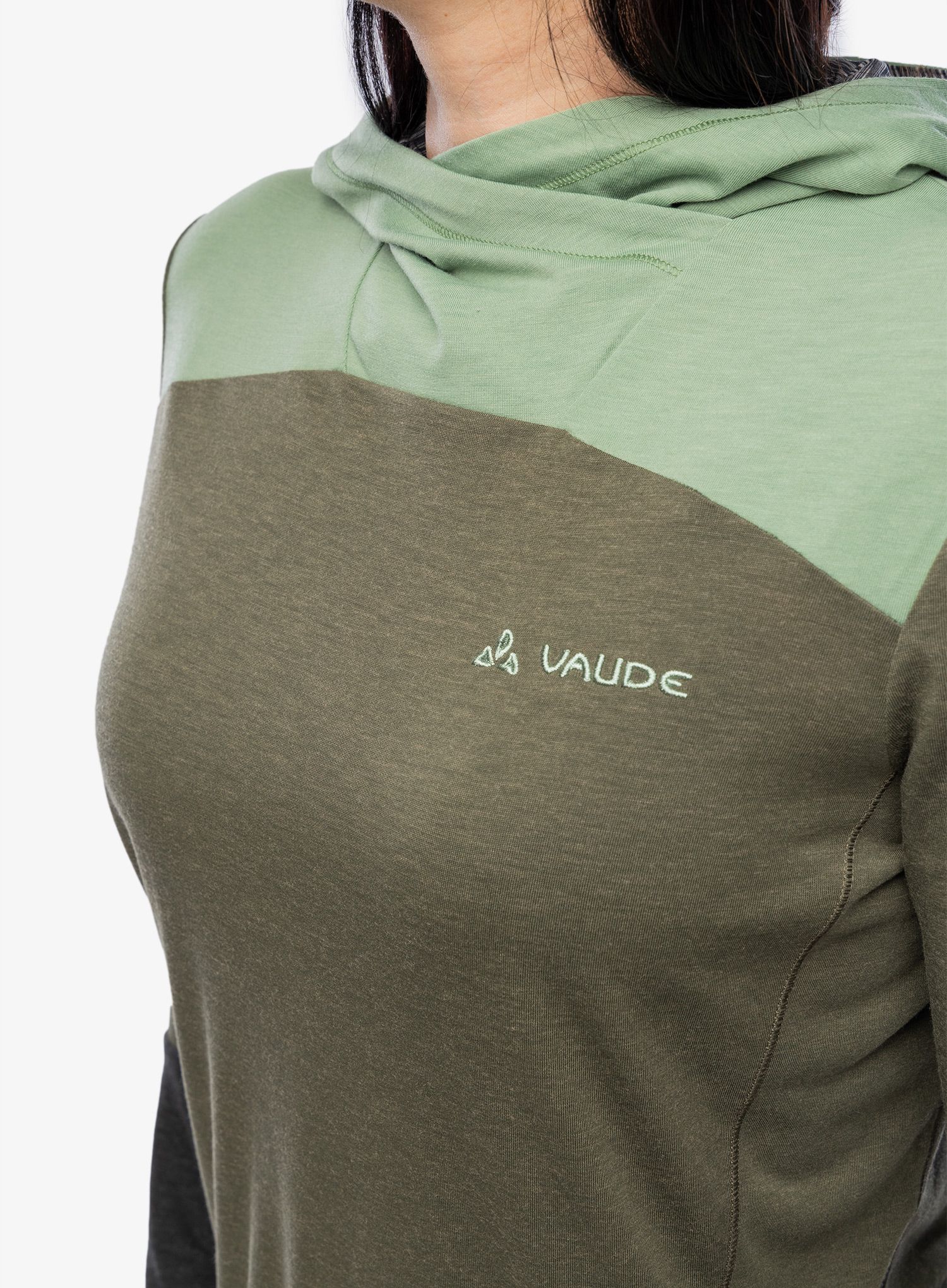 Ženska jopa s kapuco Vaude Tremalzo LS Shirt - khaki