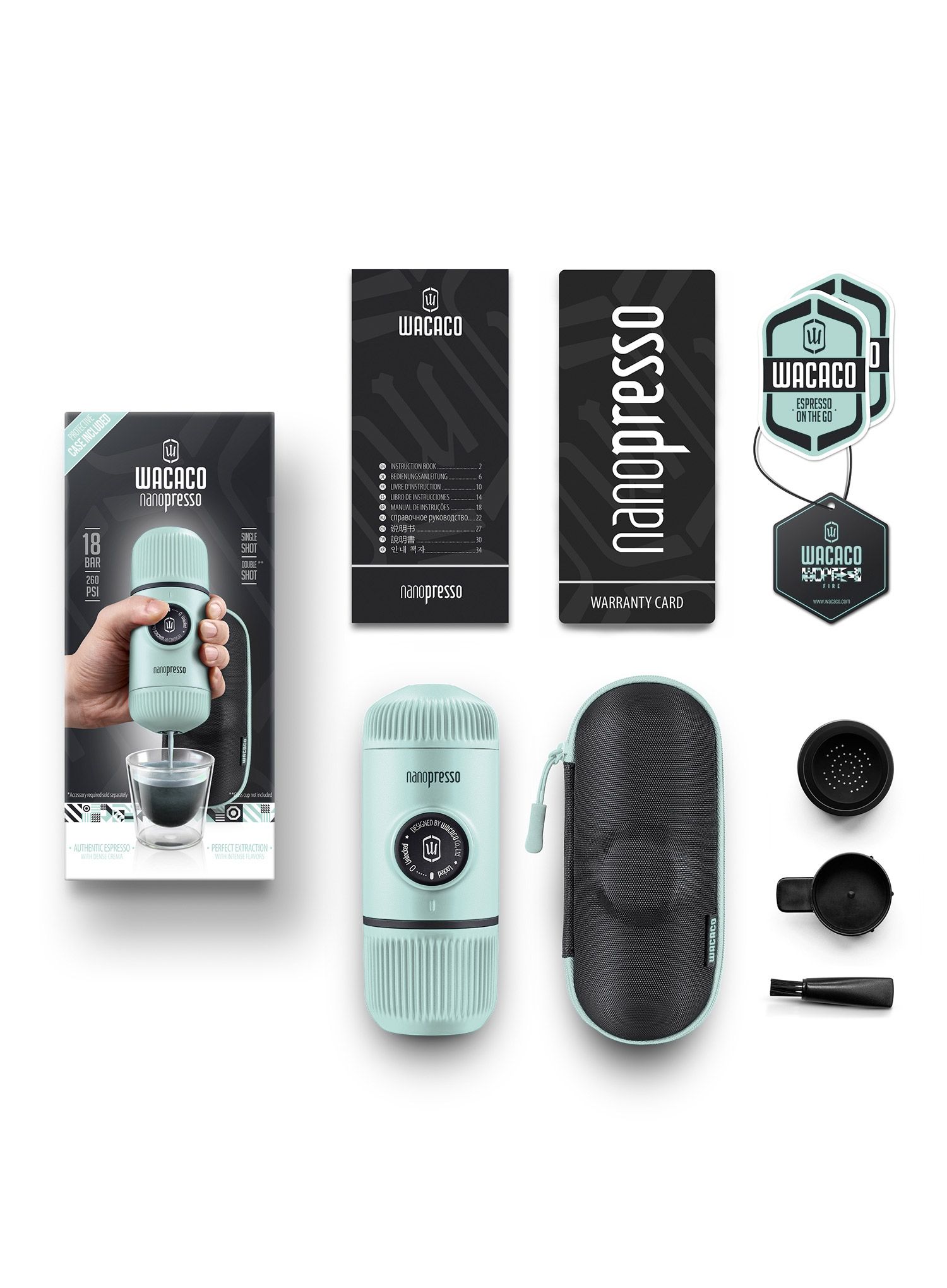 Prenosni kavomat Wacaco Nanopresso Elements + etui - arctic blue