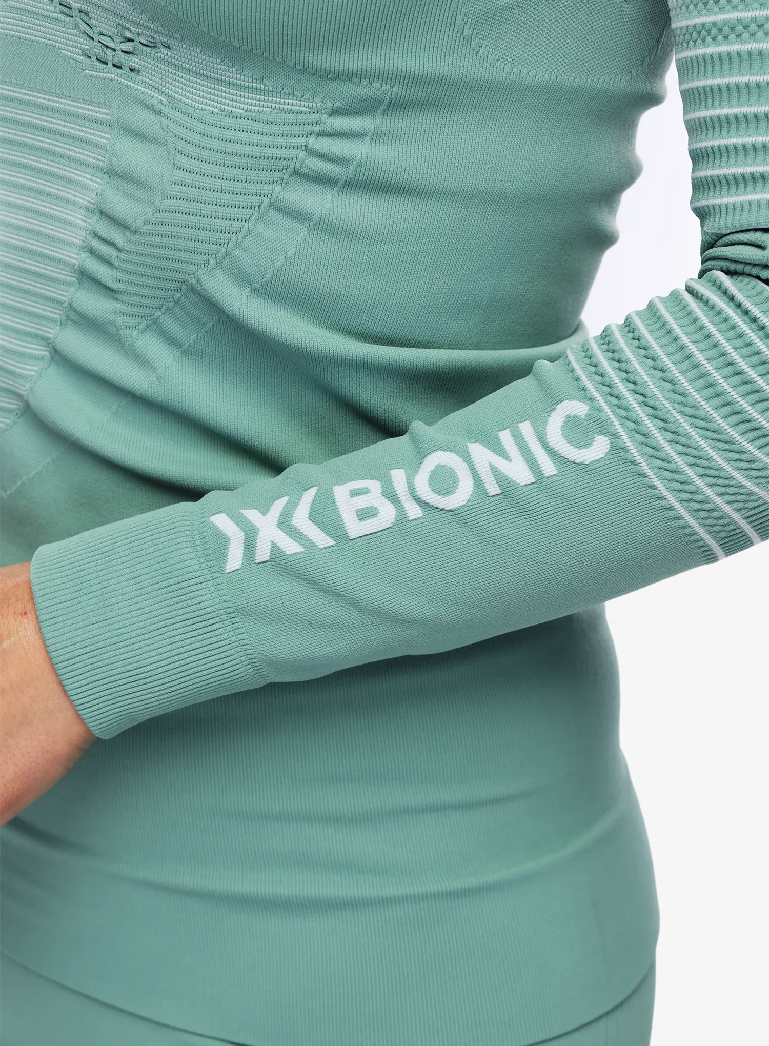 Ženska termo flis jopa X-Bionic Energizer 4.0 Shirt Round Neck - green/optical white
