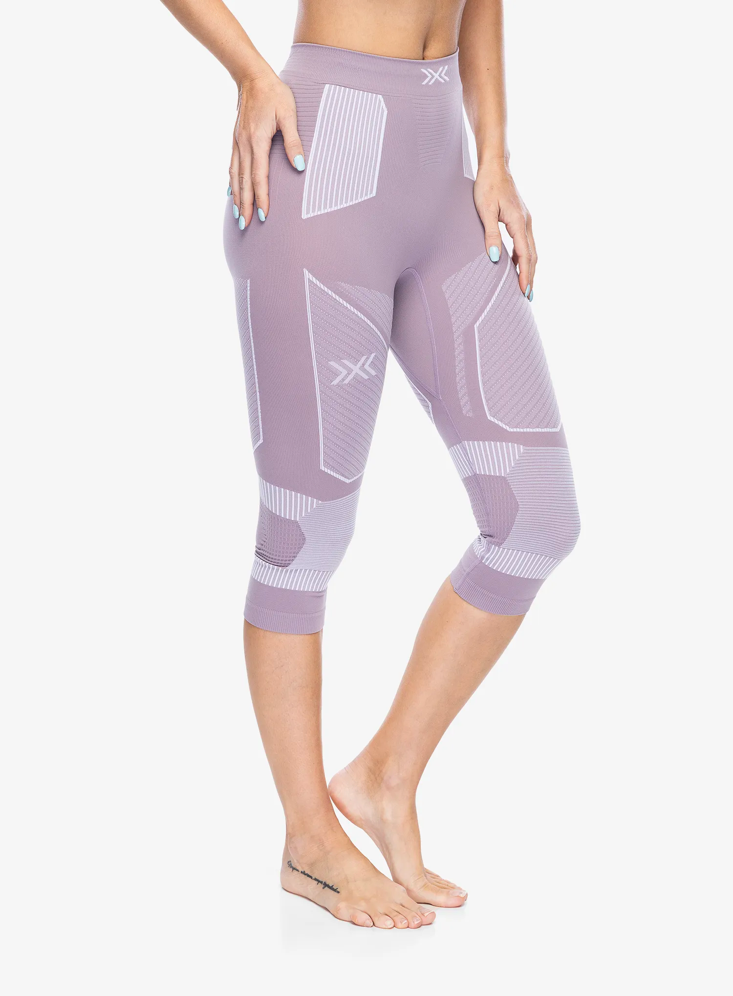 Ženske termo pajkice X-Bionic Energy Accumulator Light Pants 3/4 - lavender/arctic white