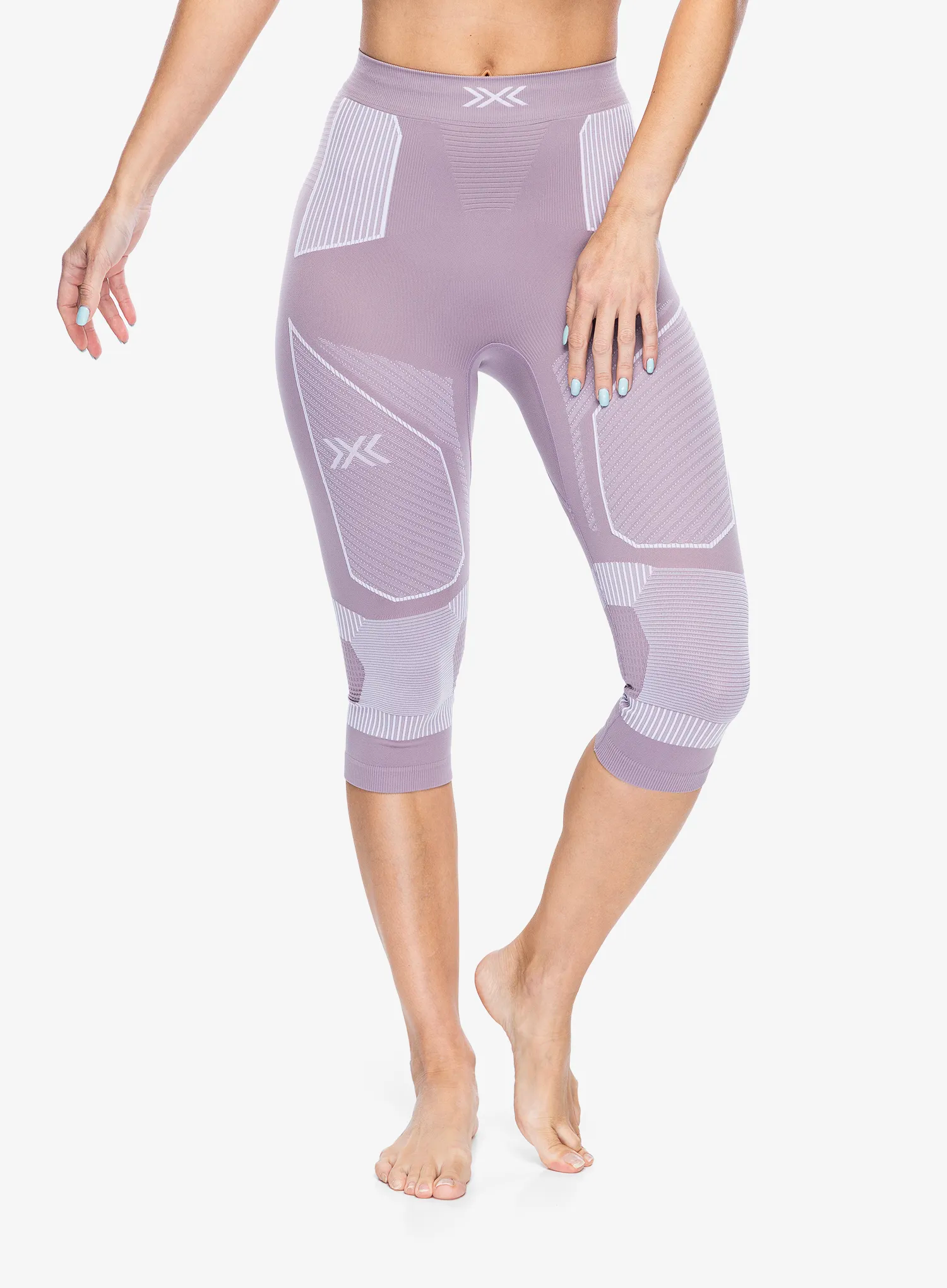 Ženske termo pajkice X-Bionic Energy Accumulator Light Pants 3/4 - lavender/arctic white