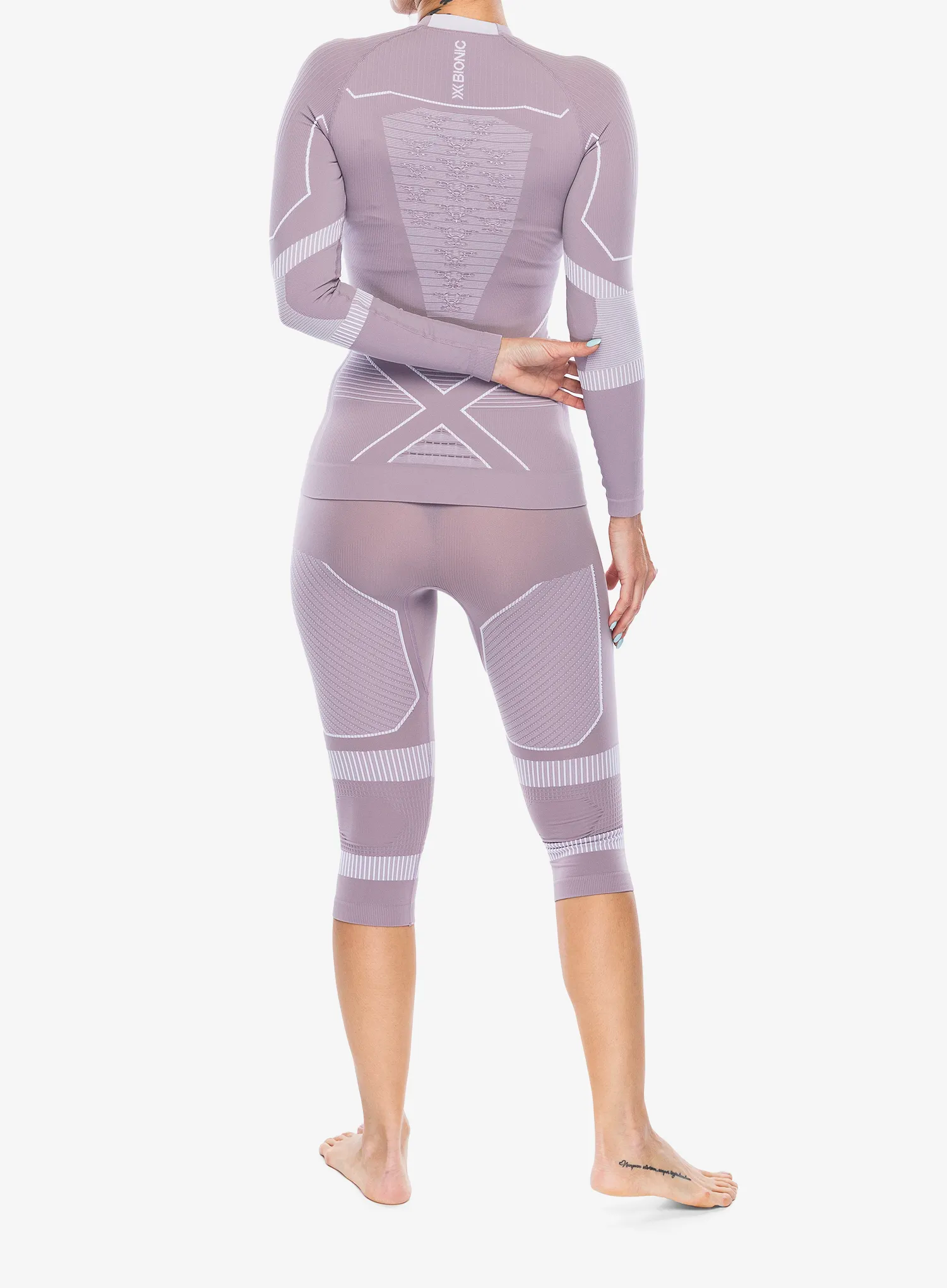 Ženska termo flis jopa X-Bionic Energy Accumulator Light Shirt LS - lavender/arctic white