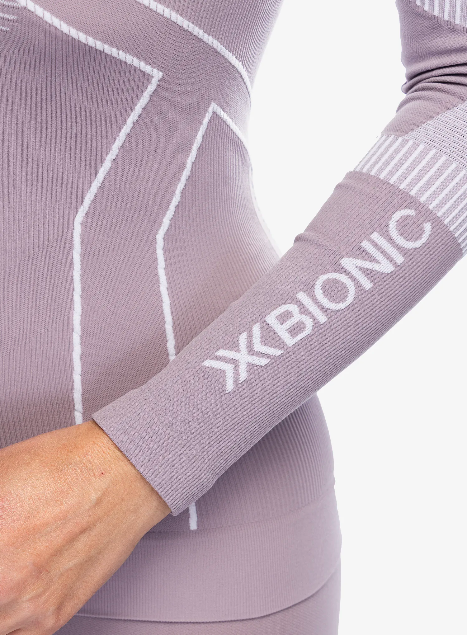 Ženska termo flis jopa X-Bionic Energy Accumulator Light Shirt LS - lavender/arctic white