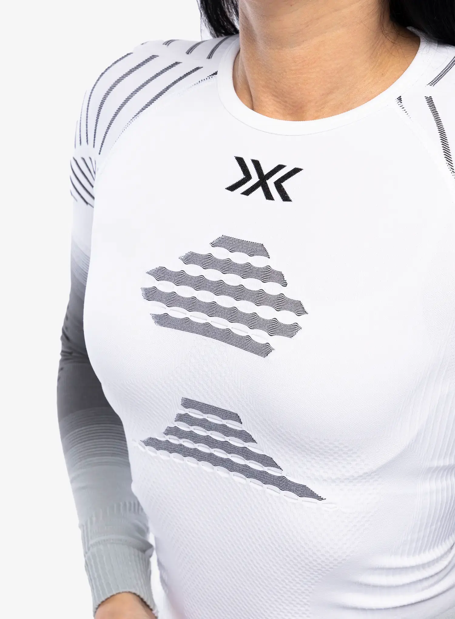 Ženska termo flis jopa X-Bionic Invent Fx Shirt LS - x white/grey/light grey