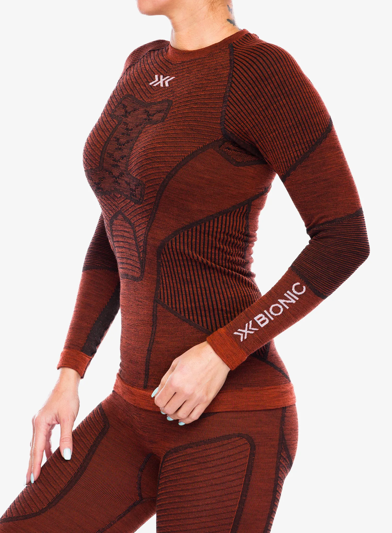 Ženska termo flis jopa X-Bionic Symbio Merino Shirt LS - clay