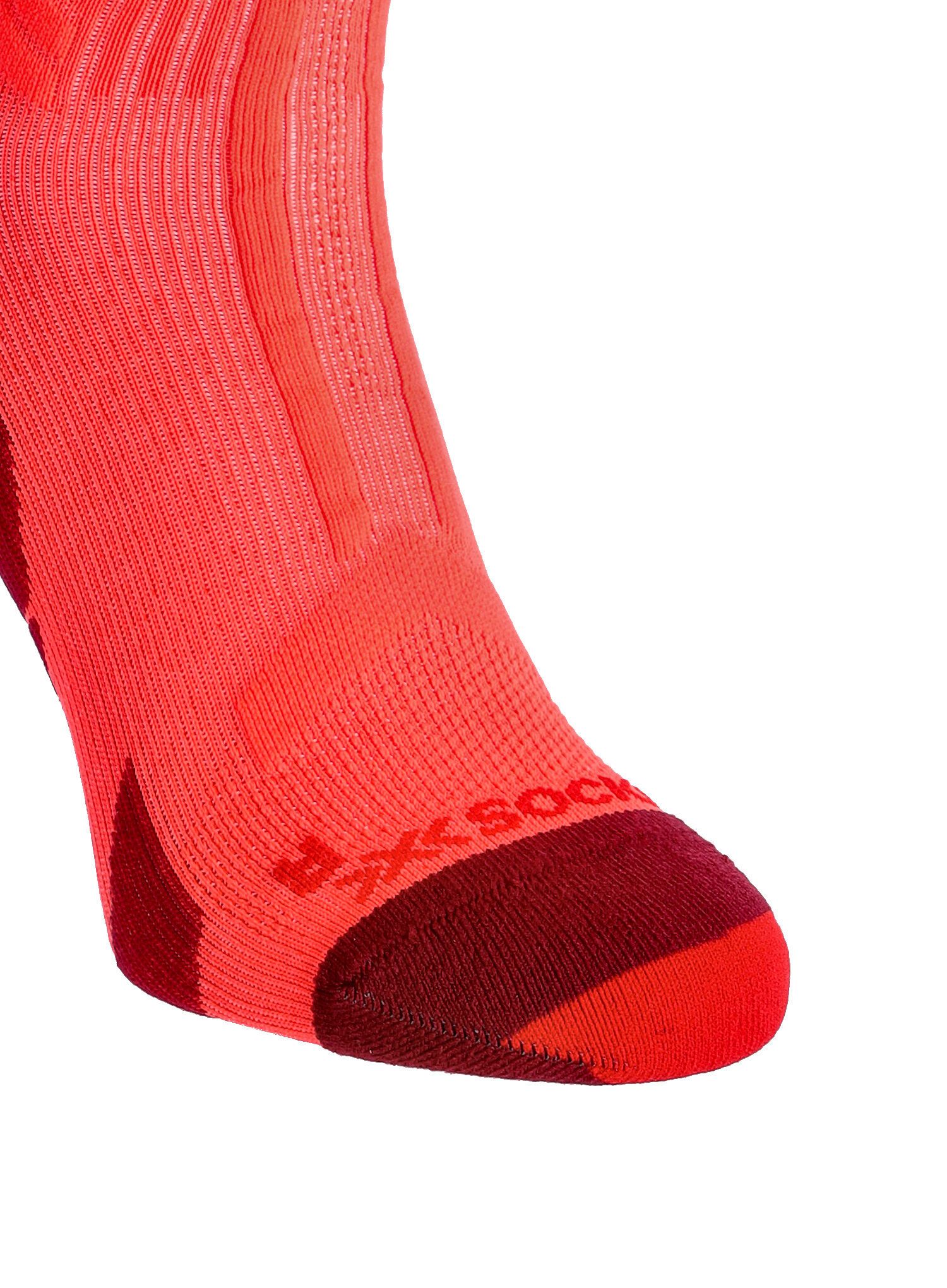 Tekaške nogavice X-Socks Trail Run Discover Crew - fluo red/namib red