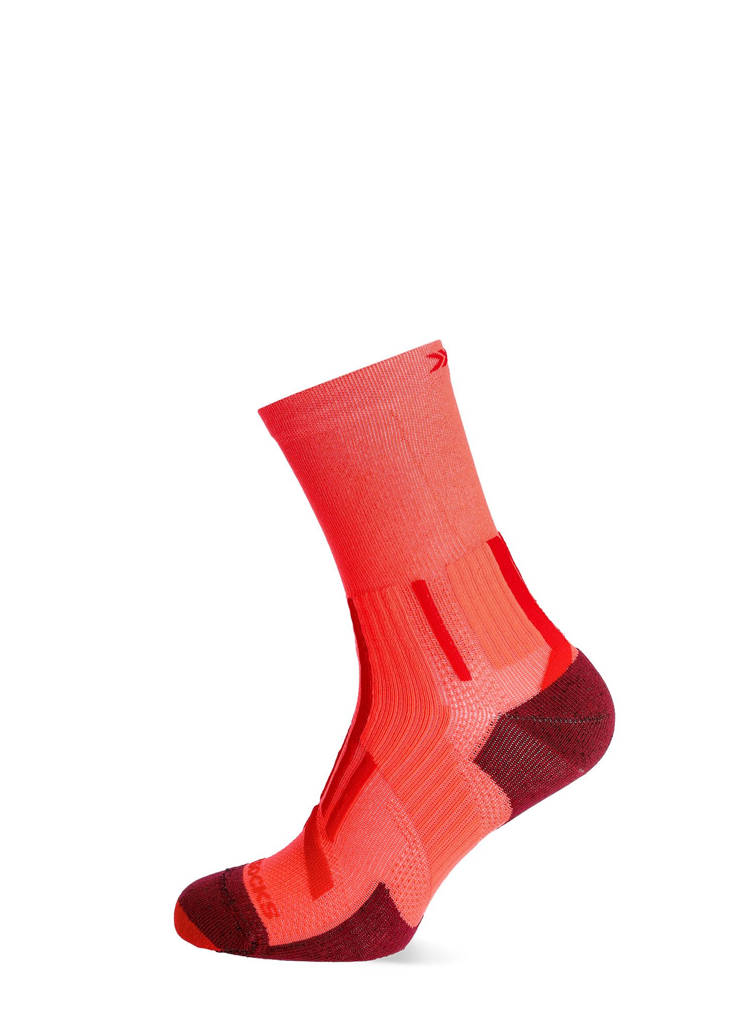 Tekaške nogavice X-Socks Trailrun Perform Crew - fluo red/namib red
