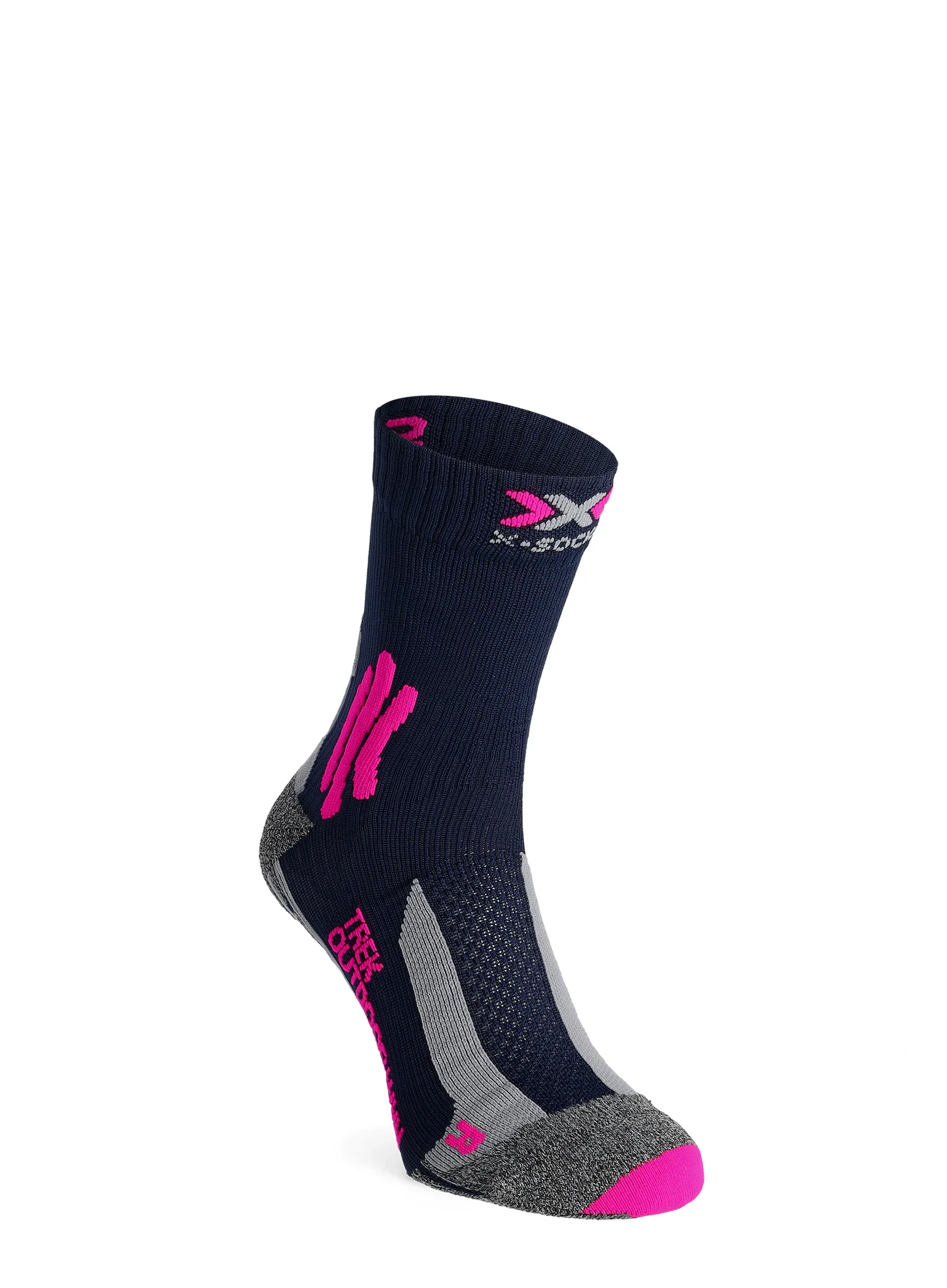 Ženske pohodne nogavice X-Socks Trek Outdoor - m.blue/pink/lt grey melange