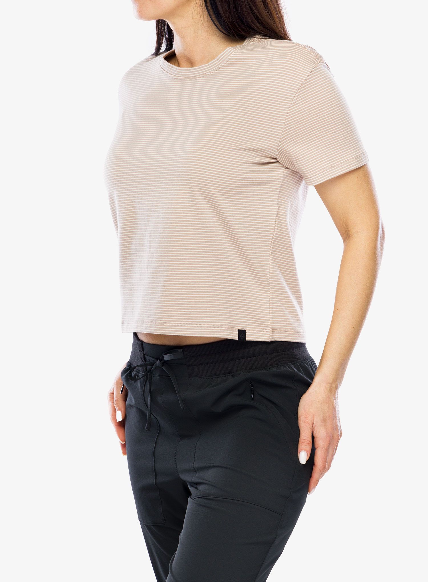 Ženska bombažna majica Black Diamond BD Stripe SS Tee - off white/pale mauve