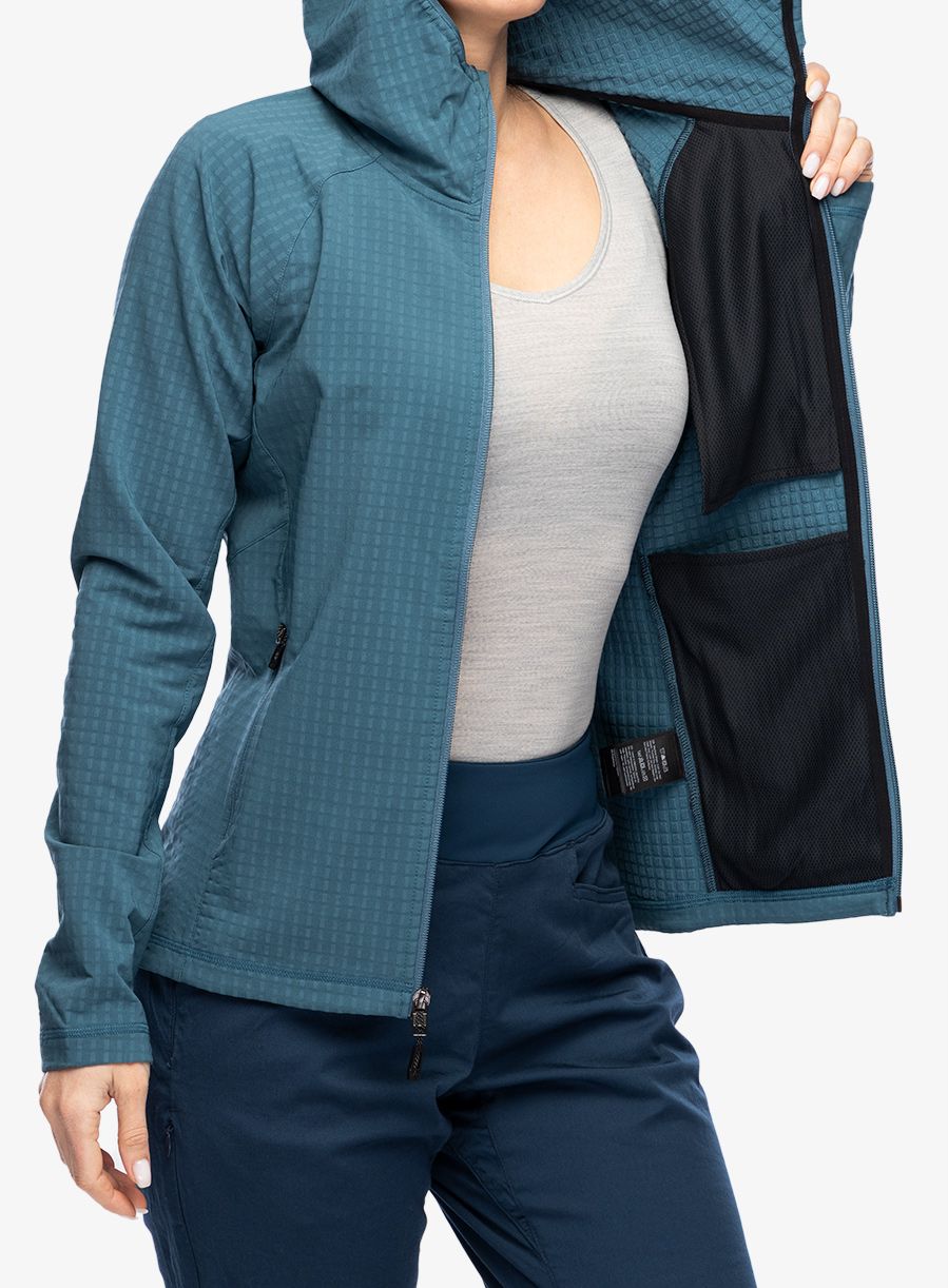Ženska jopa s kapuco Black Diamond Coefficient Storm FZ Hoody - creek blue