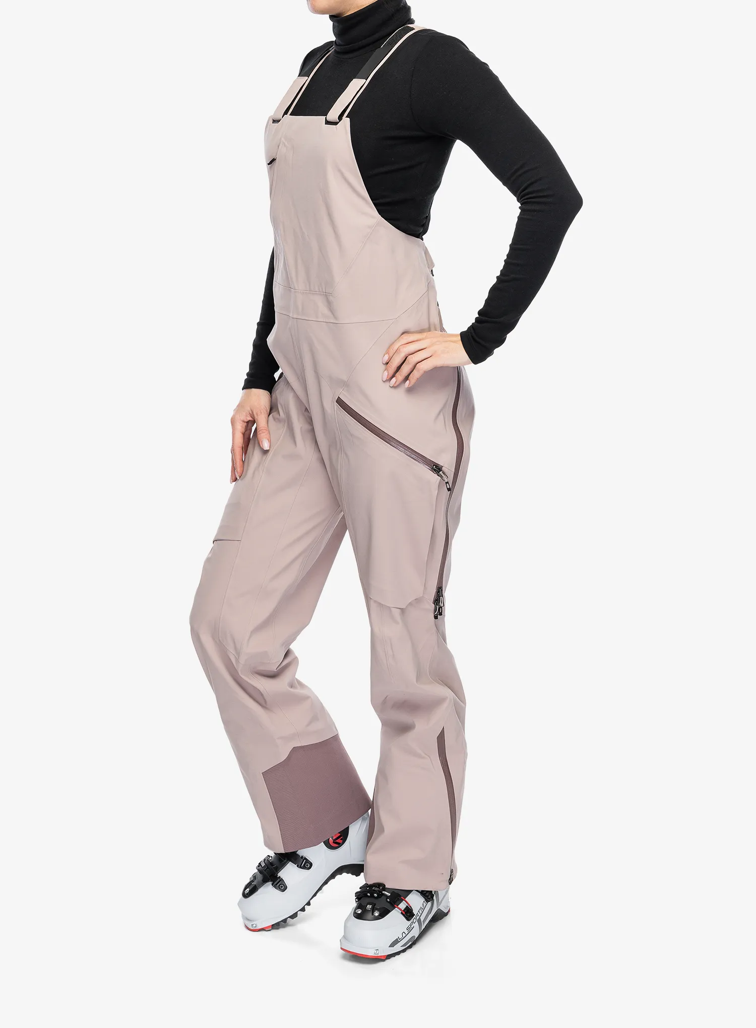 Ženske smučarske hlače Black Diamond Factor Bibs - pale mauve