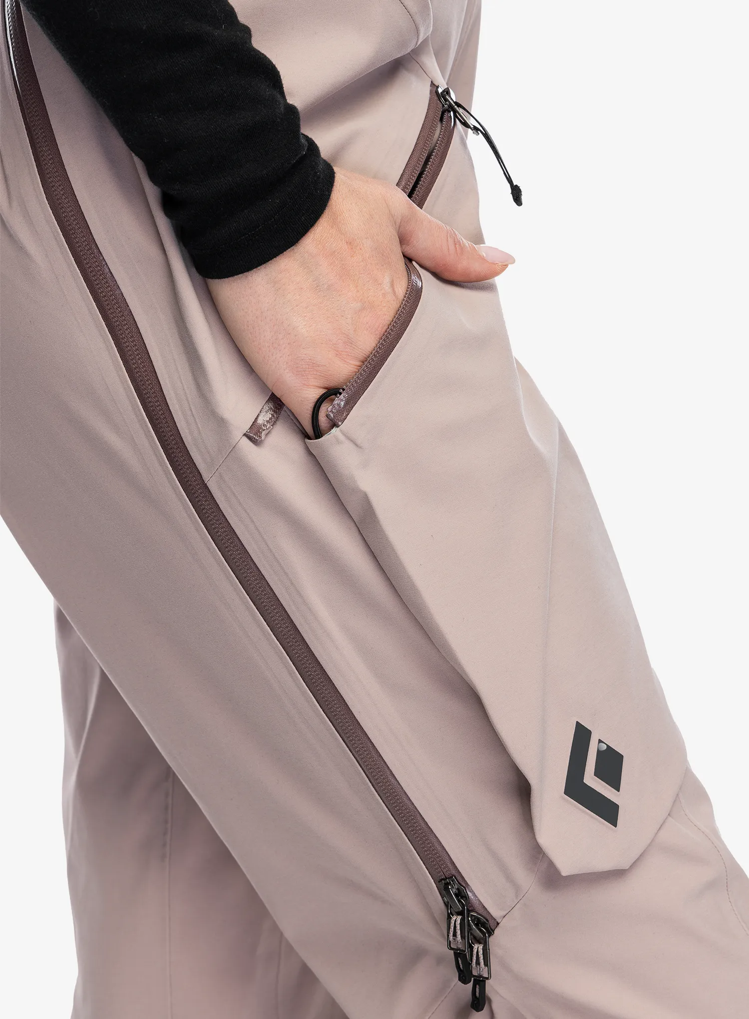 Ženske smučarske hlače Black Diamond Factor Bibs - pale mauve