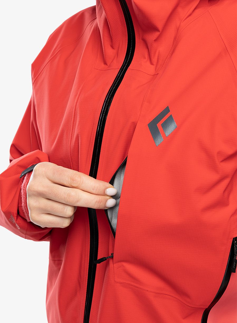 Ženska hardshell jakna Black Diamond Highline Stretch Shell - coral red