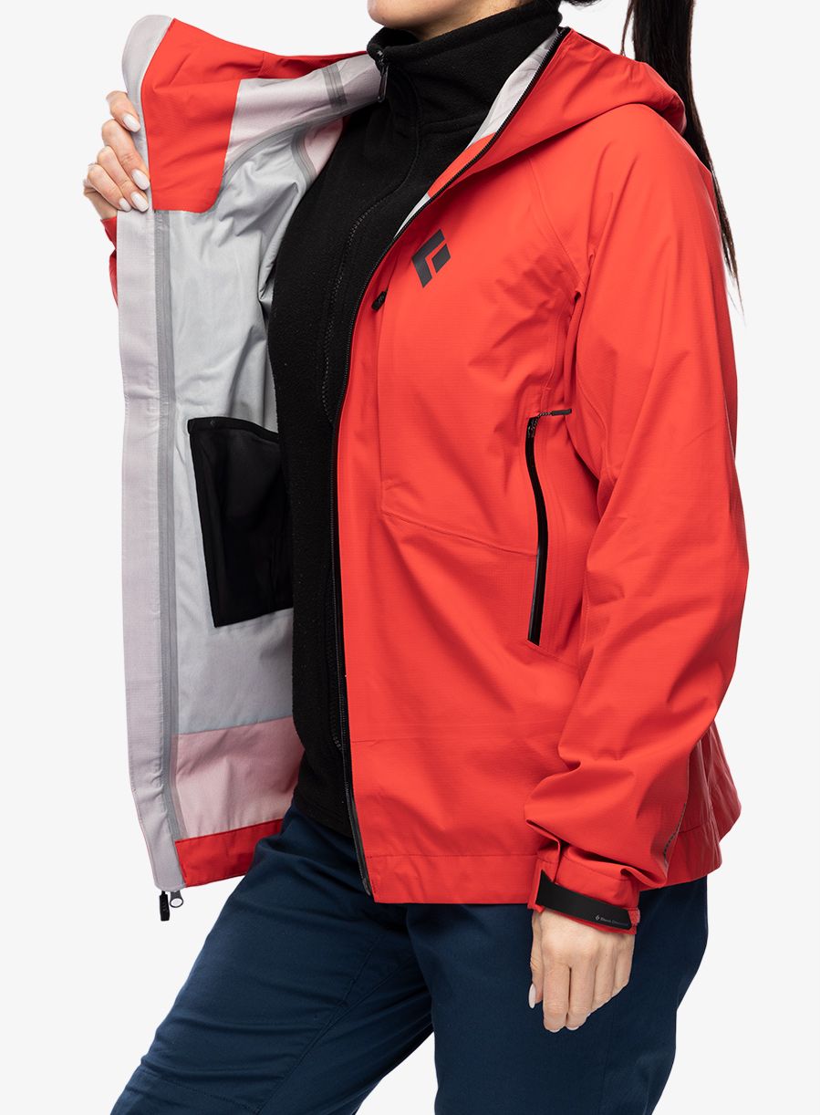 Ženska hardshell jakna Black Diamond Highline Stretch Shell - coral red