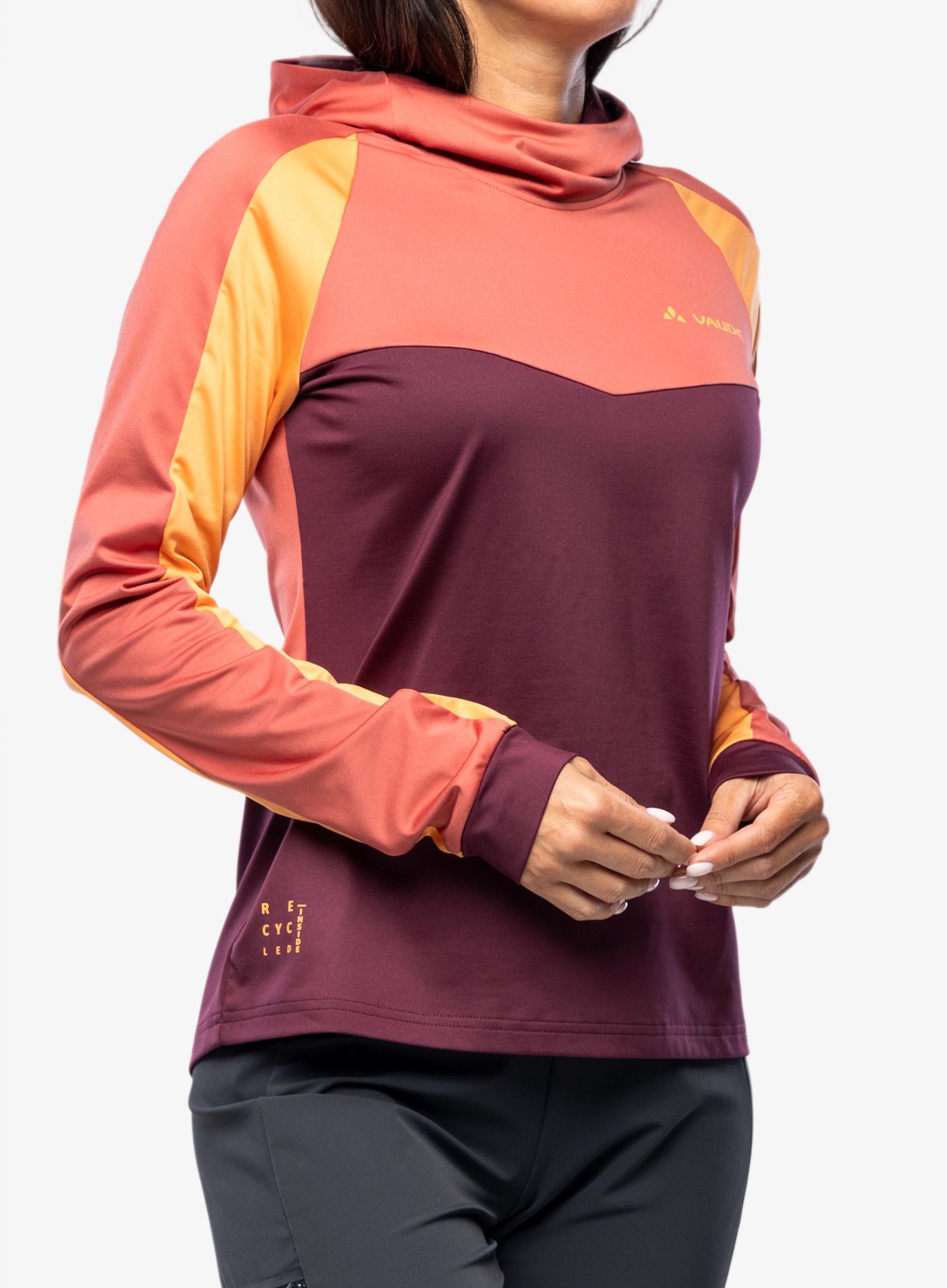Ženska kolesarska jopa Vaude Qimsa LS Shirt II - brick