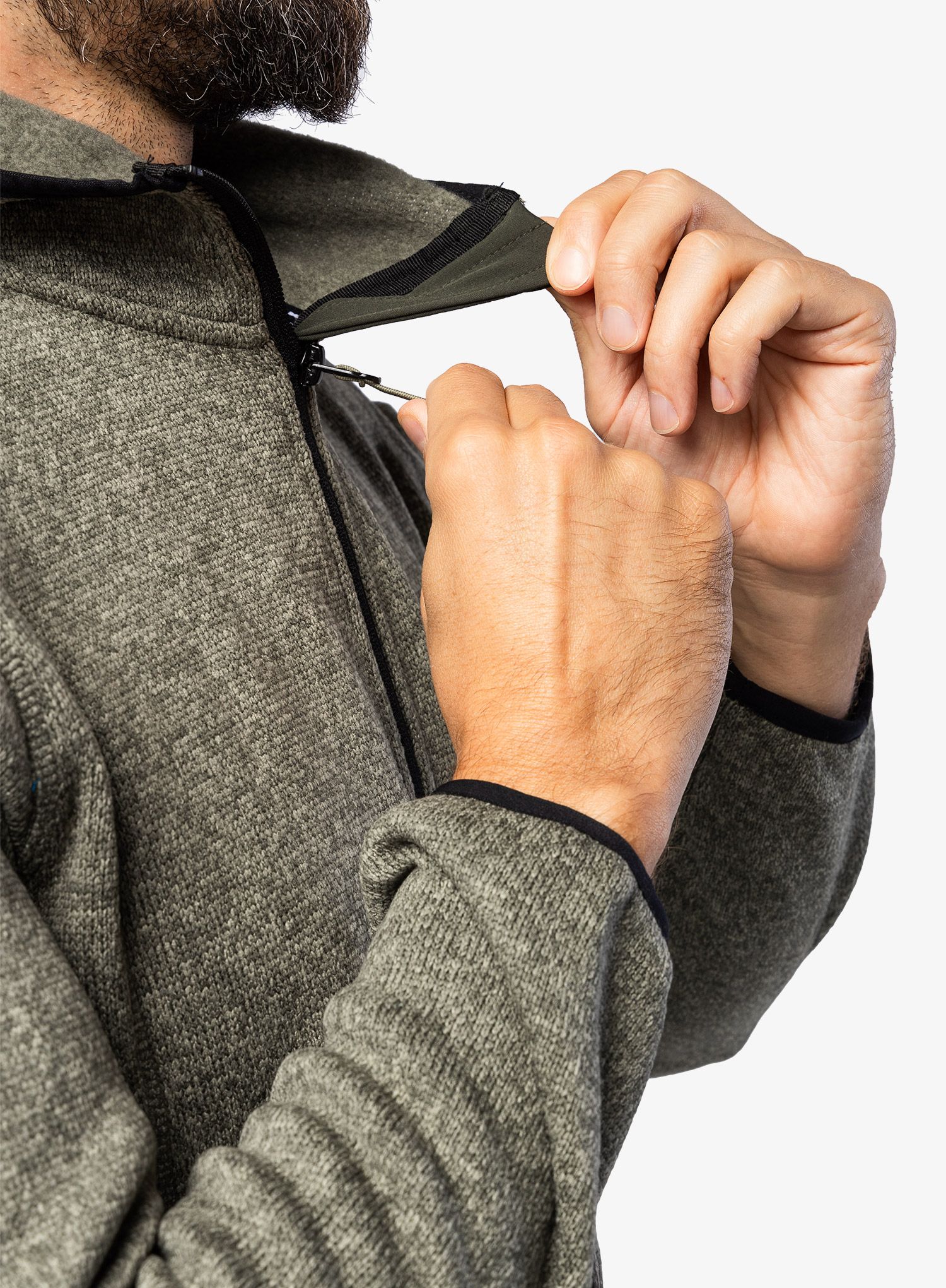Flis CMP Borgis Fix Hood Jacket Knitted - kaki/oil green