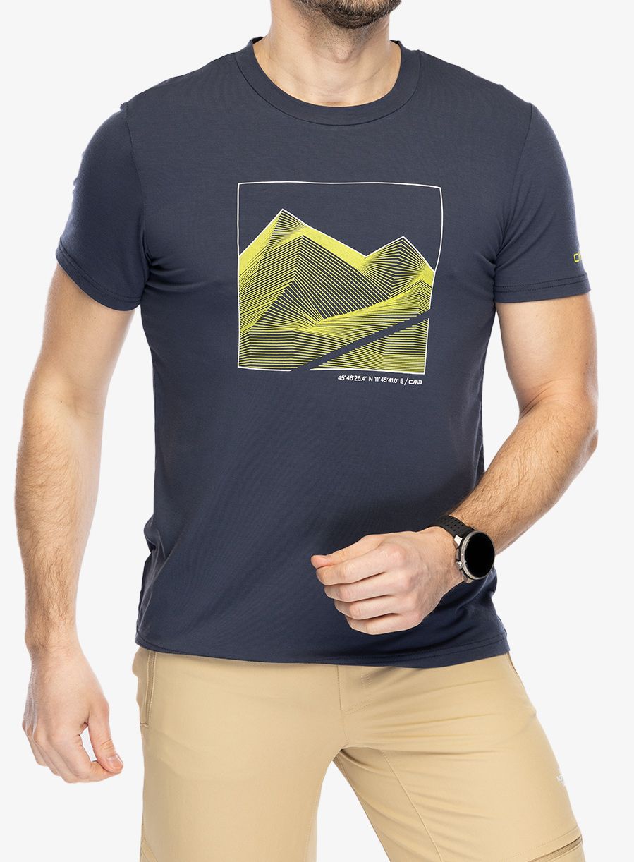 Majica s potiskom CMP Verte T-Shirt Bamboo Jersey - b.blue/lime