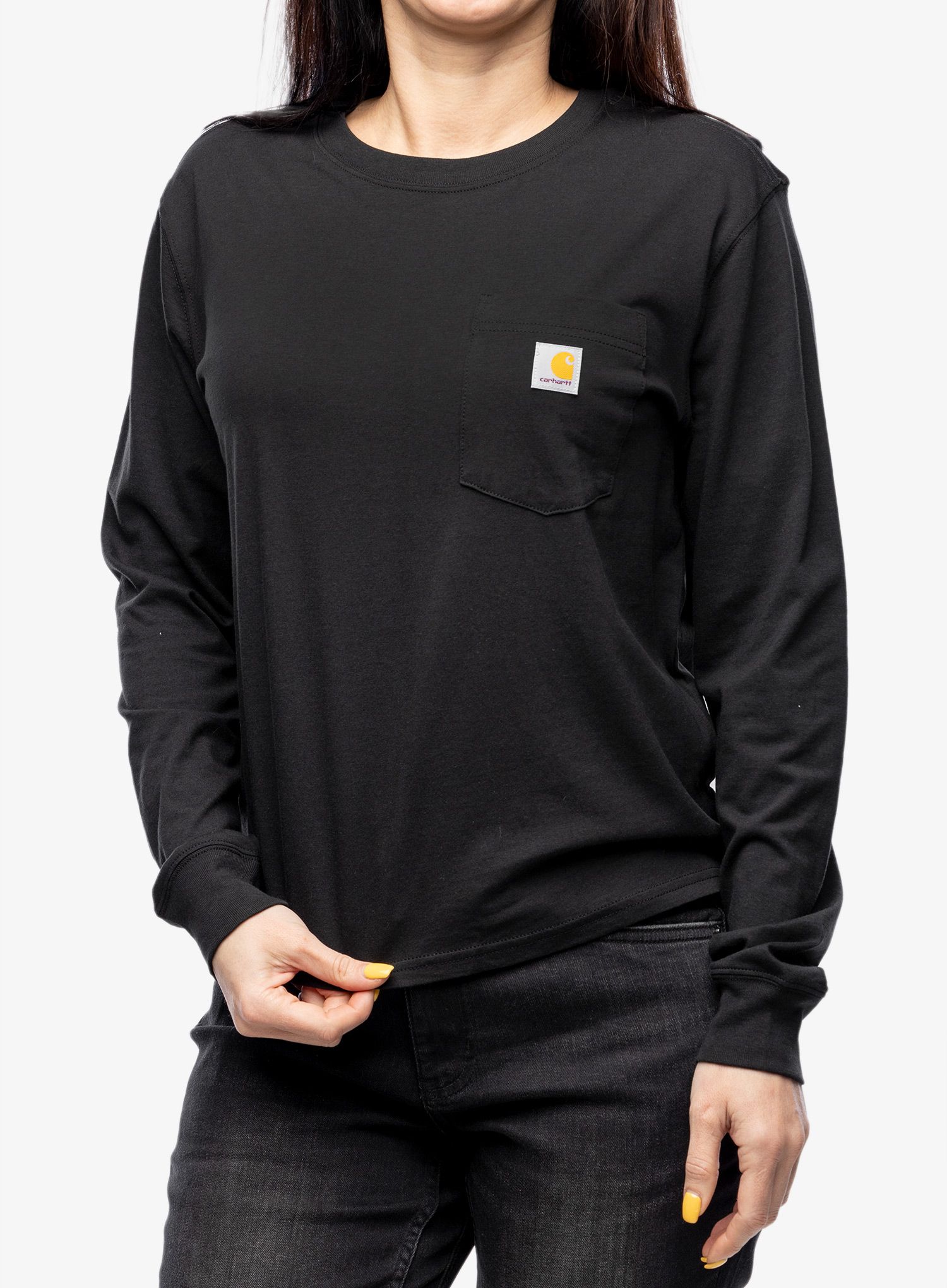 Ženska majica z dolgimi rokavi Cartartt Lightweight L/S Pocket T-Shirt - black