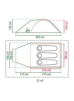 Šotor za tri osebe Coleman Darwin 3 Plus - grey/green