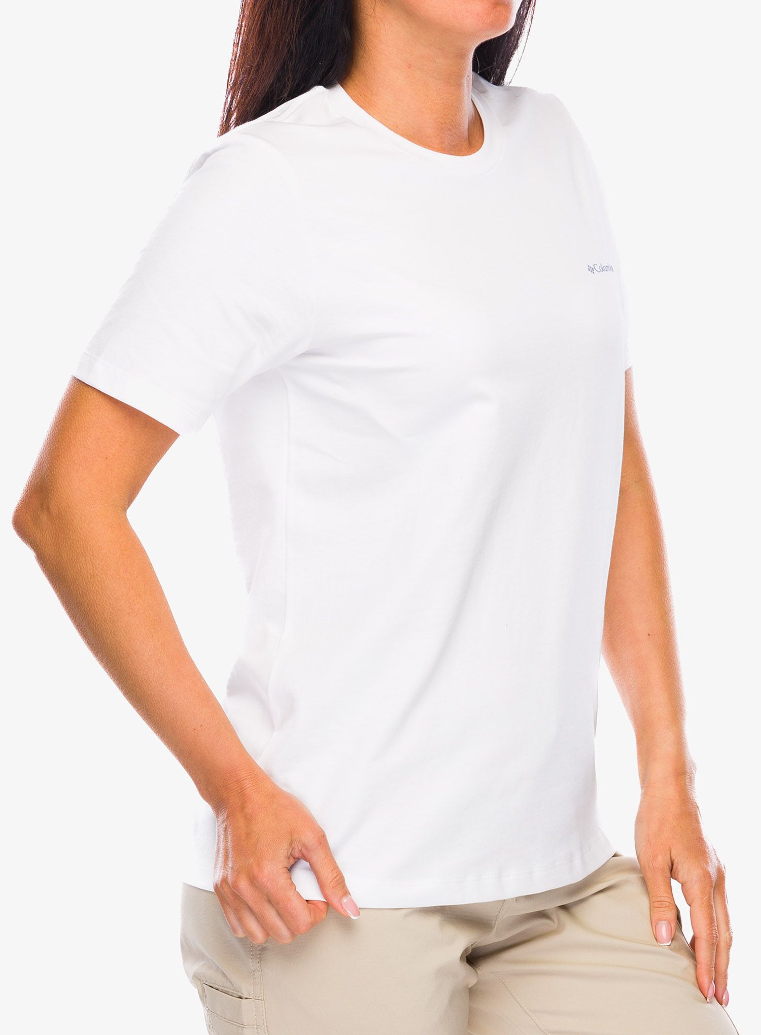 Ženska bombažna majica Columbia Boundless Beauty Logo S/S Tee - white/simple gorge