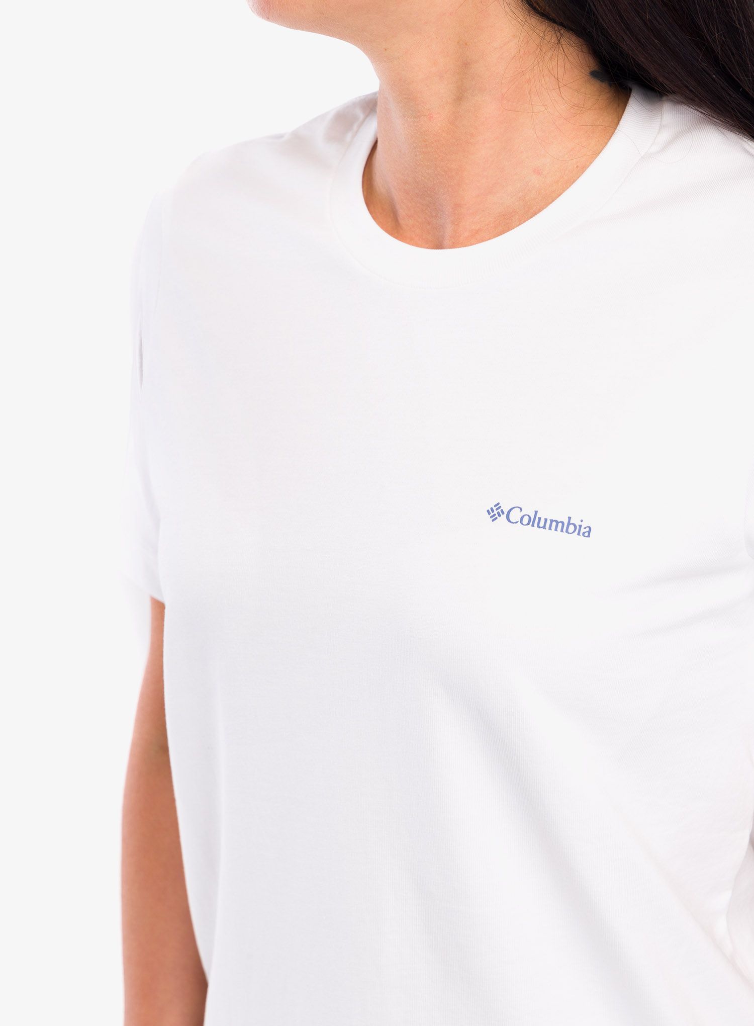 Ženska bombažna majica Columbia Boundless Beauty Logo S/S Tee - white/simple gorge