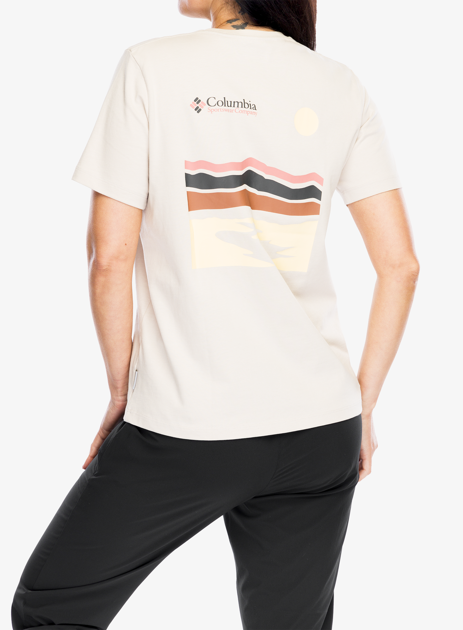 Ženska bombažna majica Columbia Boundless Beauty S/S Tee - dark stone/heritage