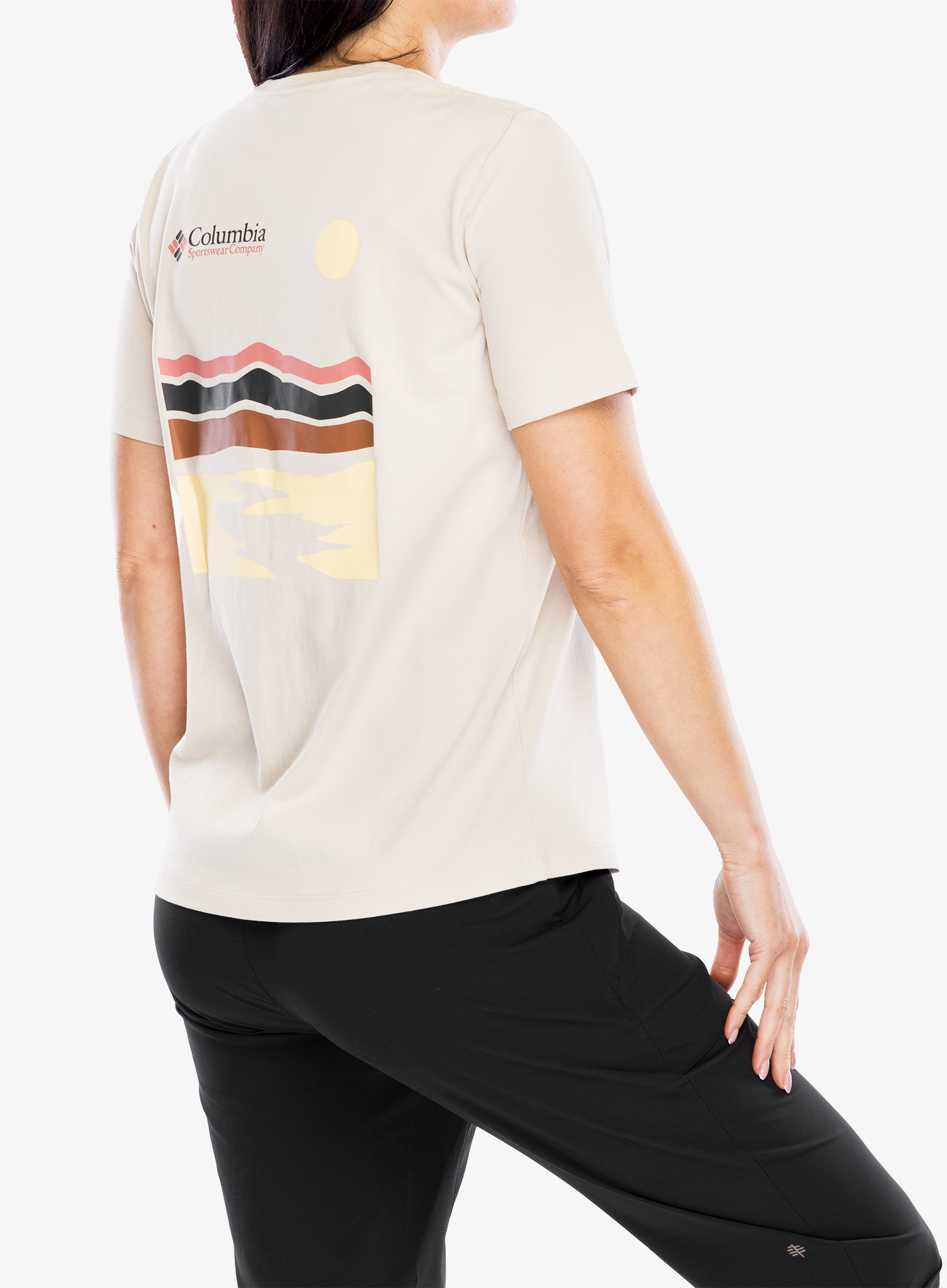 Ženska bombažna majica Columbia Boundless Beauty S/S Tee - dark stone/heritage