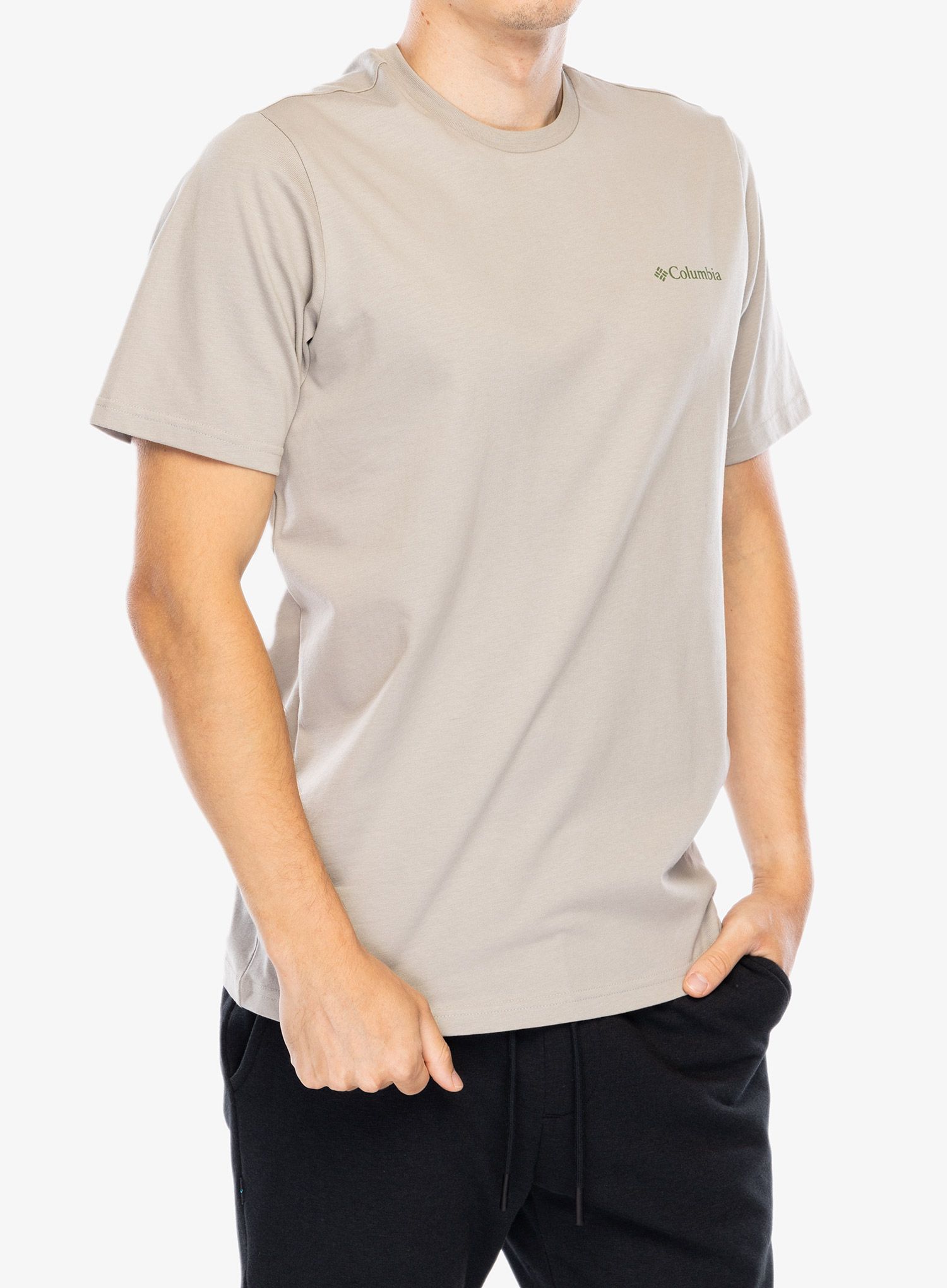 Bombažna majica moška Columbia Explorers Canyon Back S/S Tee - flint grey/epicamp