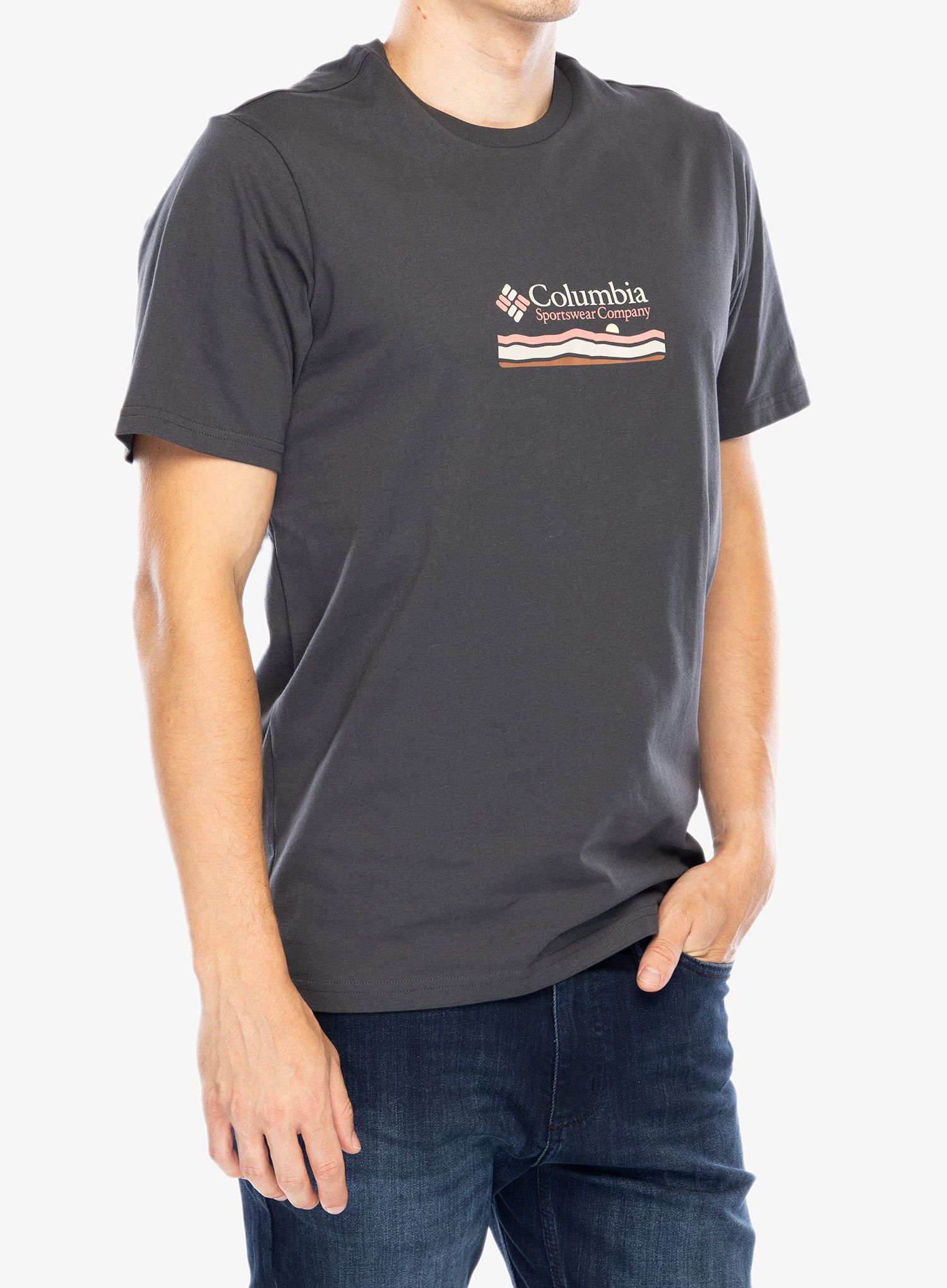 Bombažna majica Columbia Explorers Canyon Back S/S Tee - shark/heritage hills