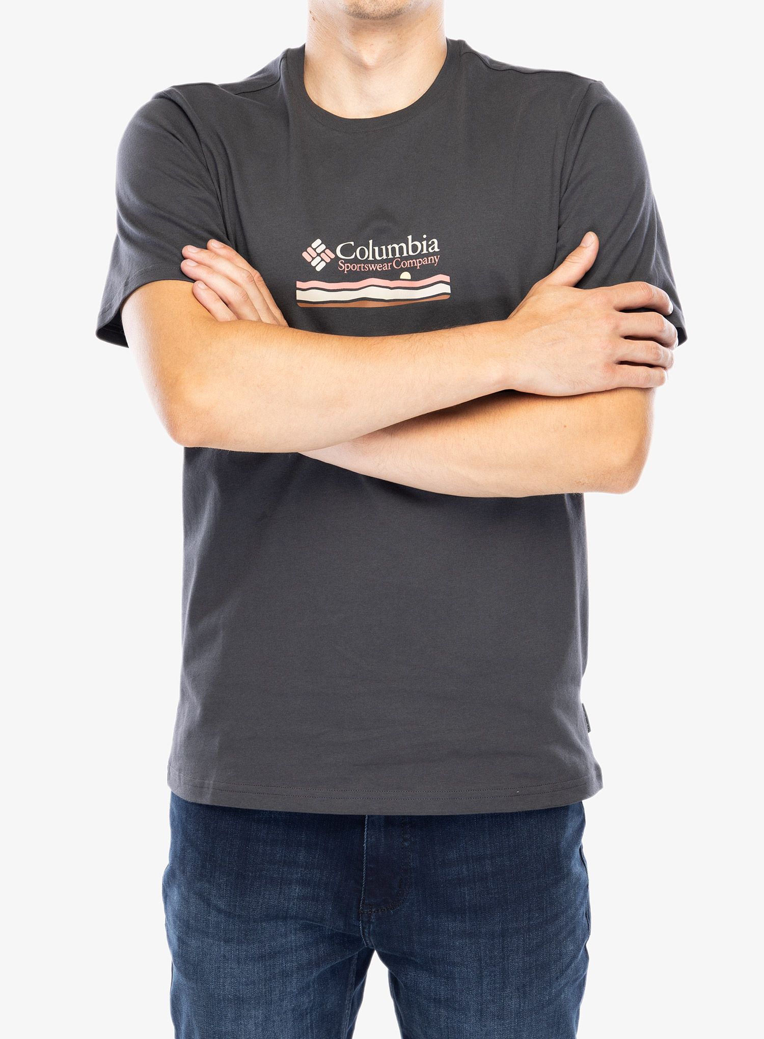 Bombažna majica Columbia Explorers Canyon Back S/S Tee - shark/heritage hills