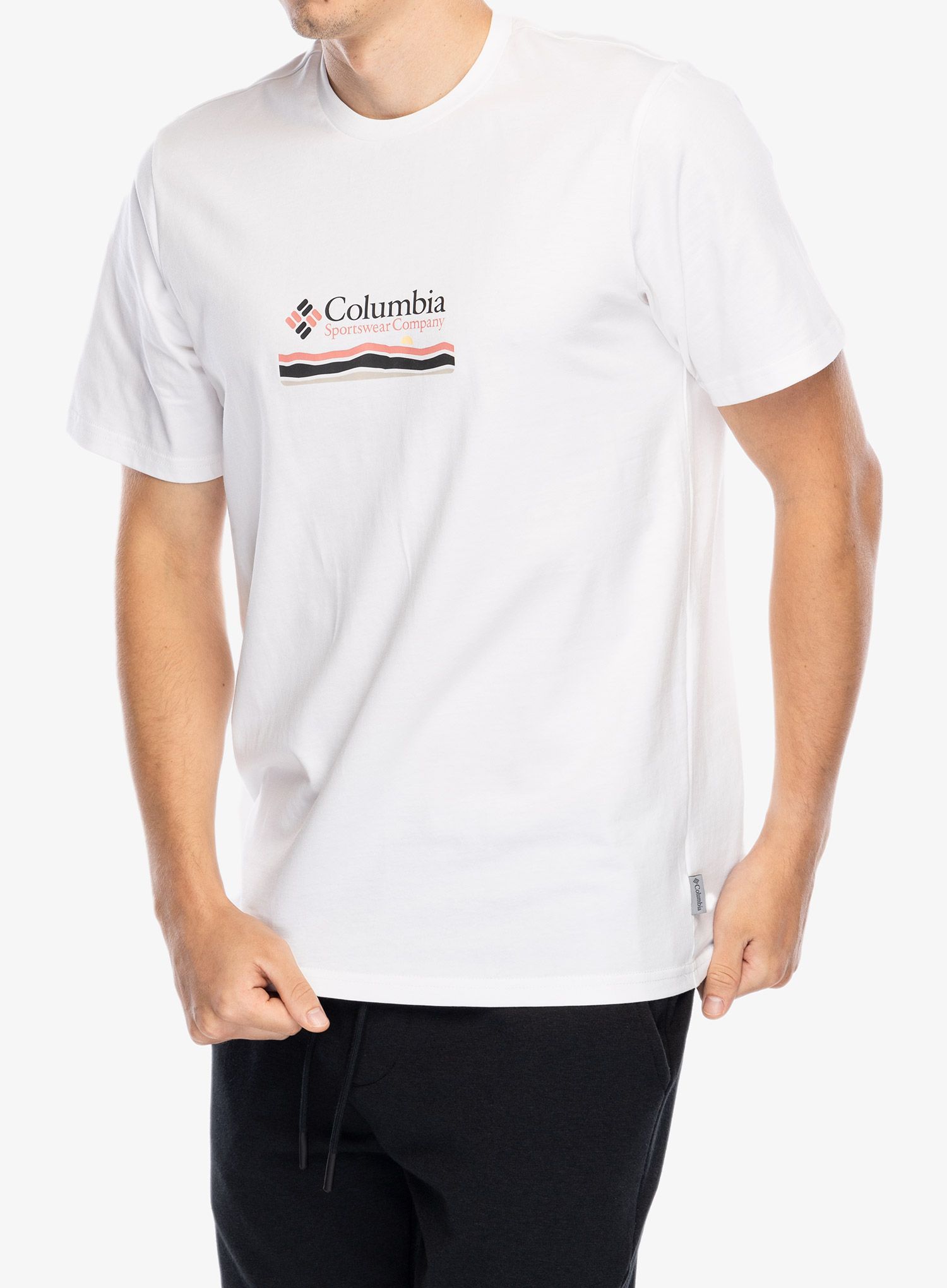 Majica s potiskom Columbia Explorers Canyon Back S/S Tee - white/heritage hills