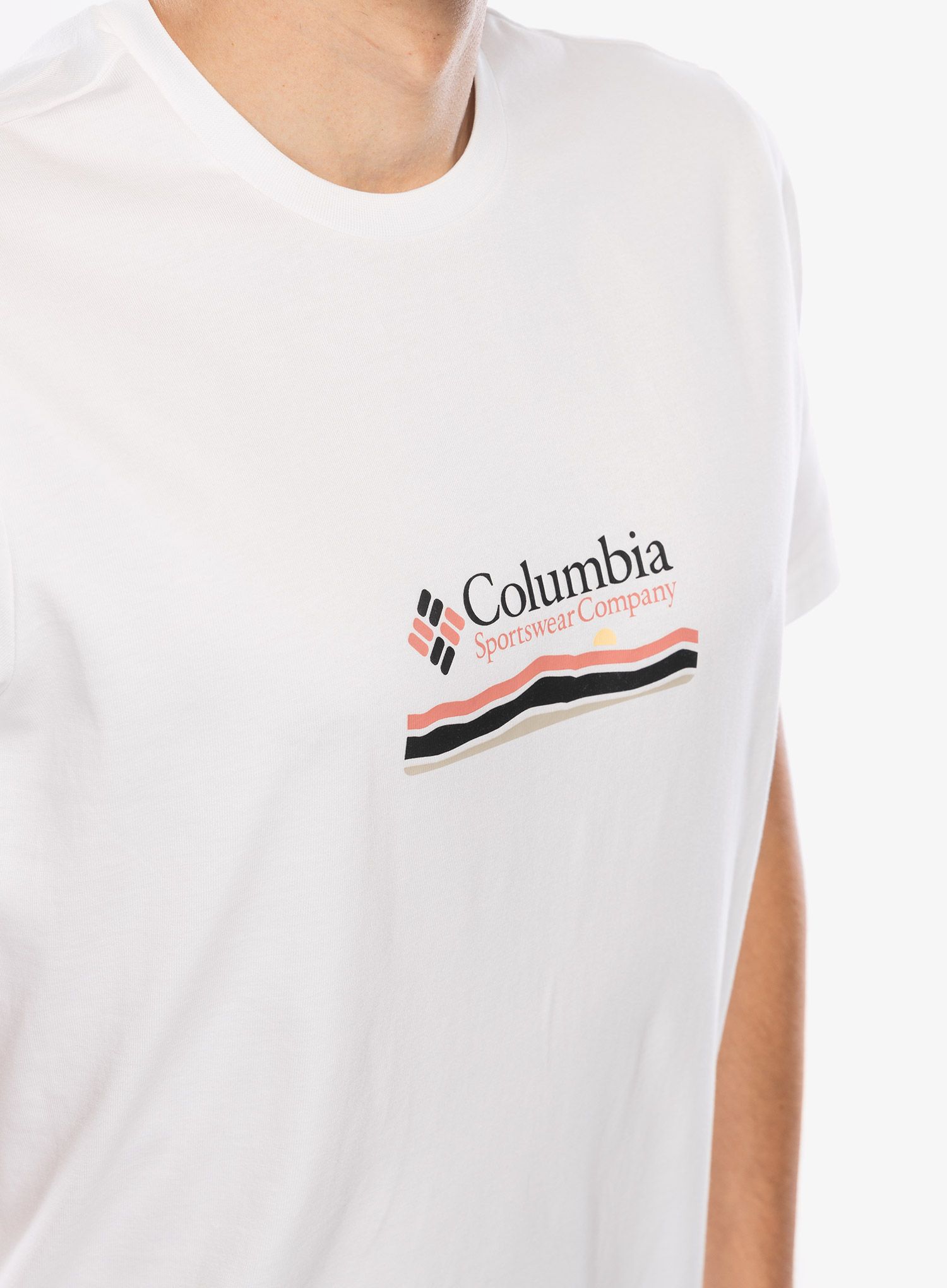 Majica s potiskom Columbia Explorers Canyon Back S/S Tee - white/heritage hills