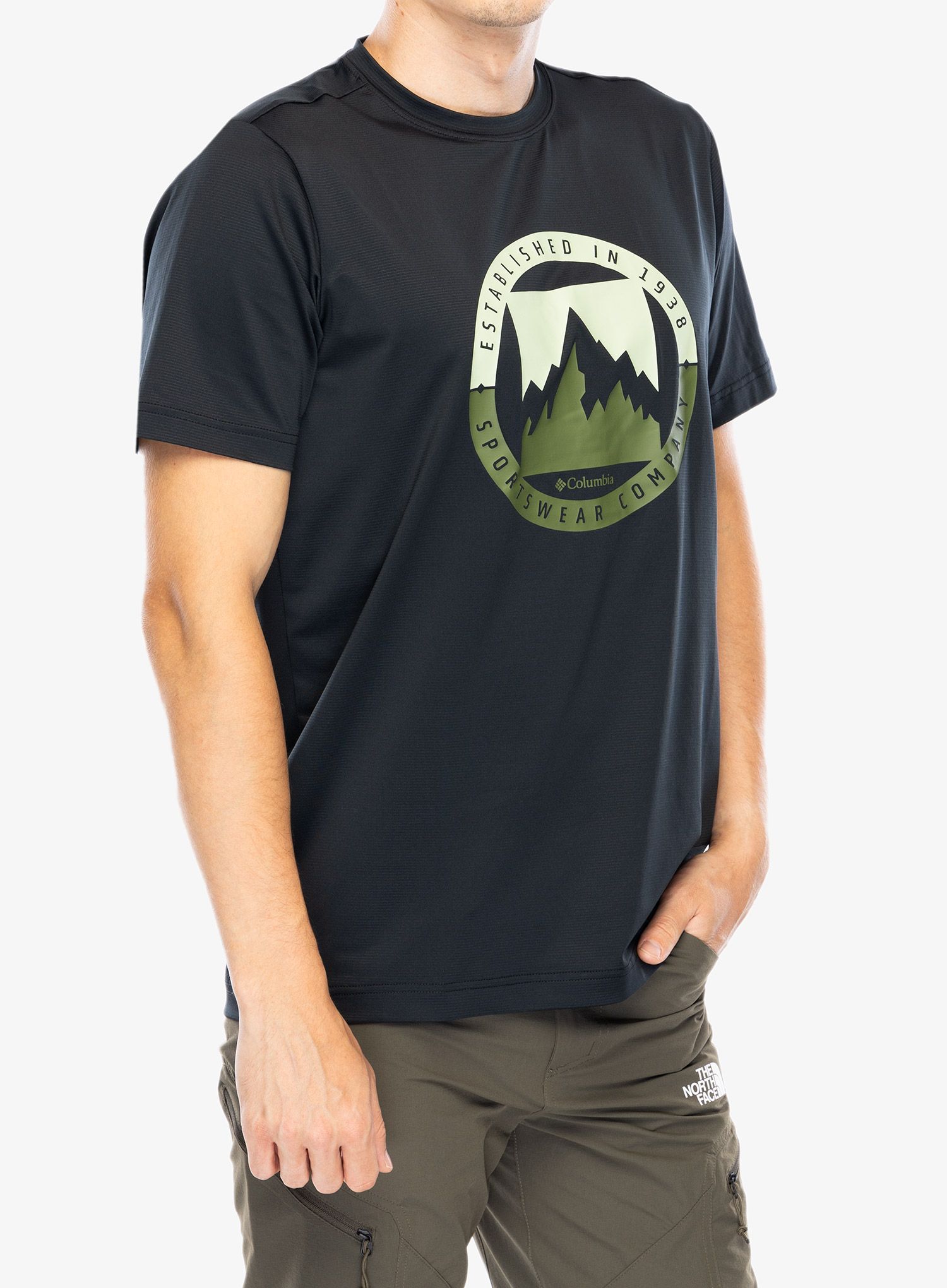 Majica s potiskom Columbia Ice Lake II SS Tee - black/boundless borders