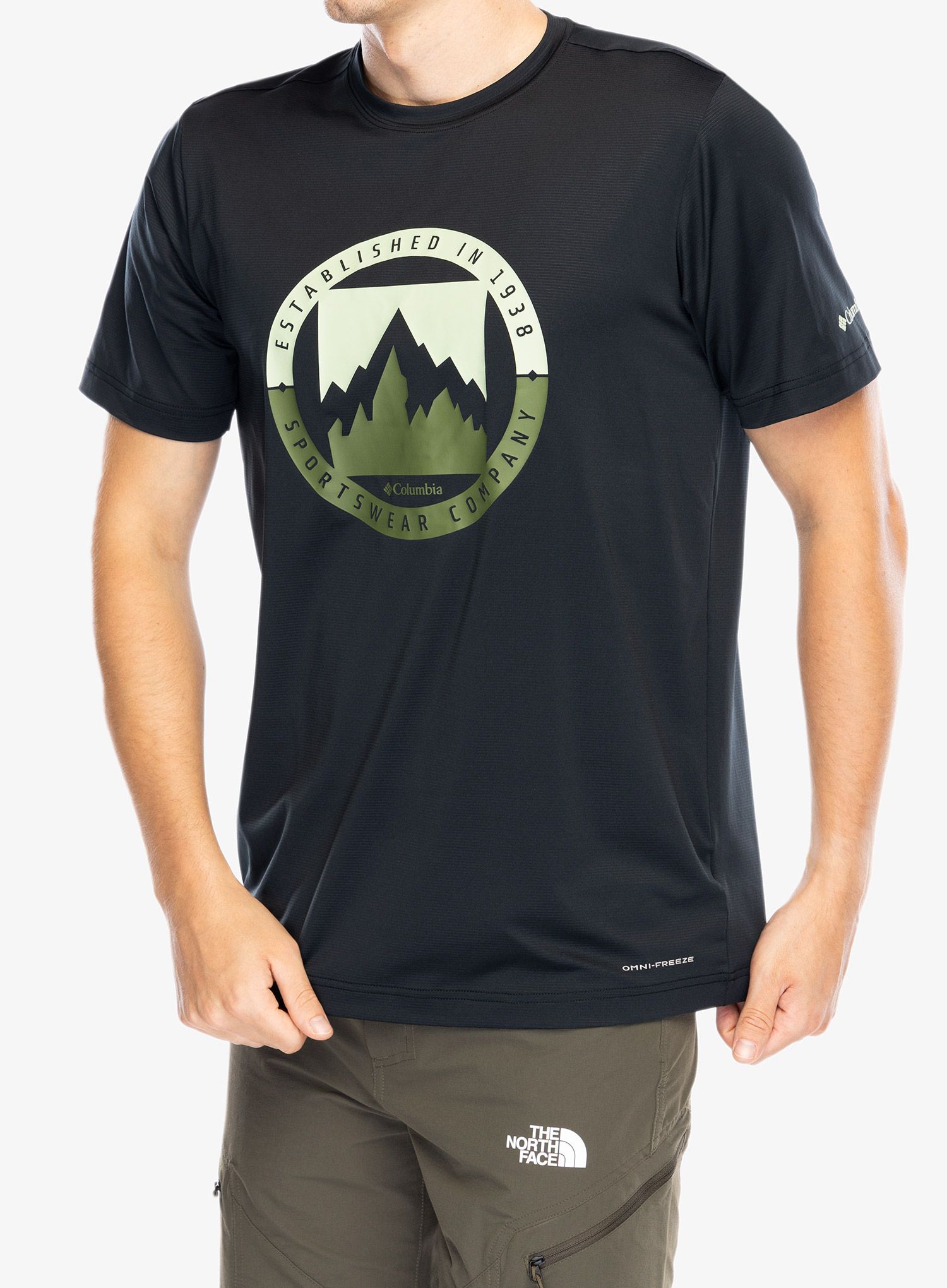 Majica s potiskom Columbia Ice Lake II SS Tee - black/boundless borders