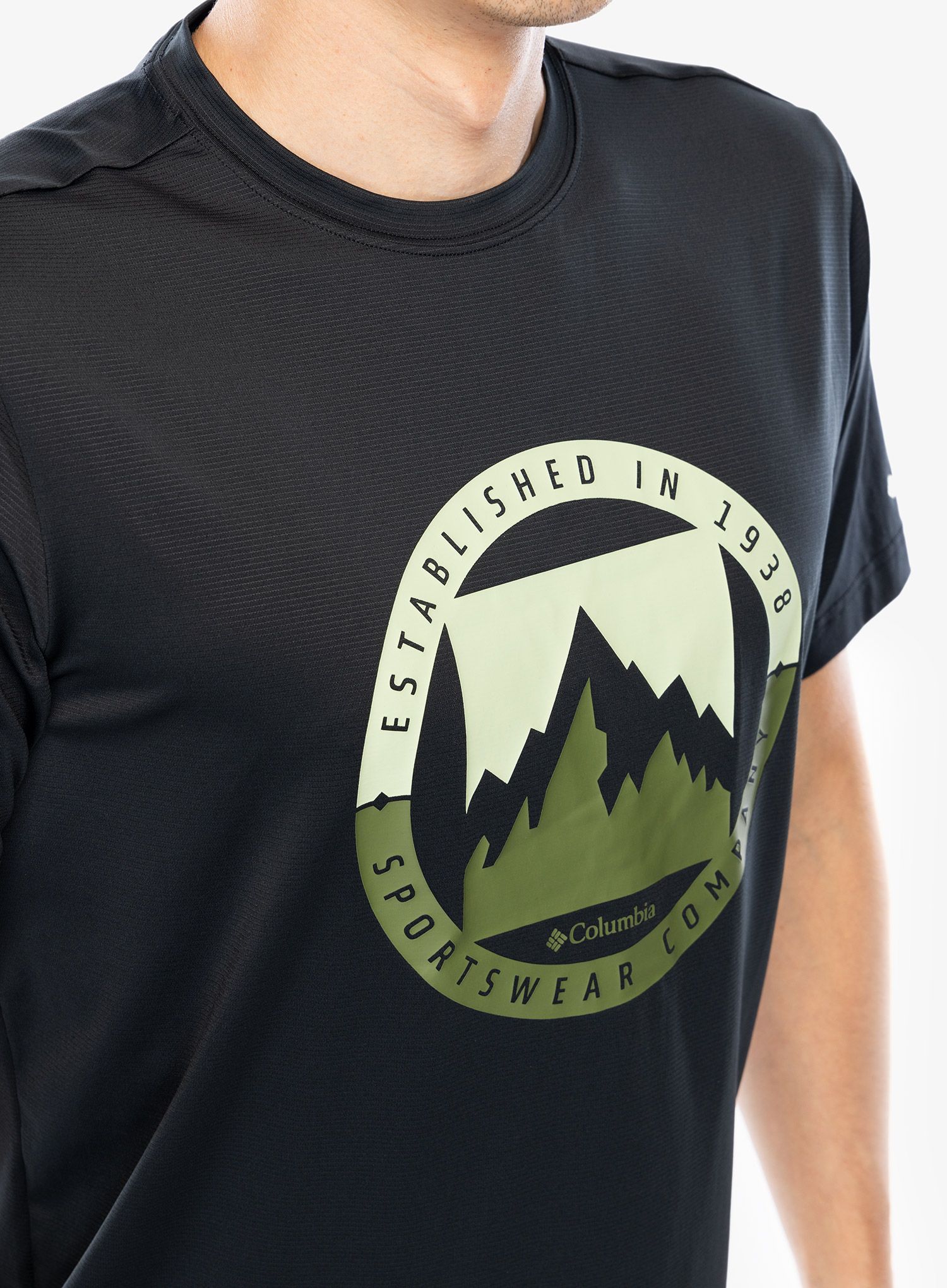 Majica s potiskom Columbia Ice Lake II SS Tee - black/boundless borders