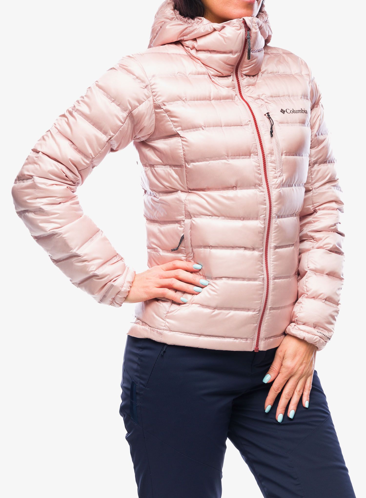 Ženska puhovka Columbia Pebble Peak Down Hooded Jacket - dusty pink